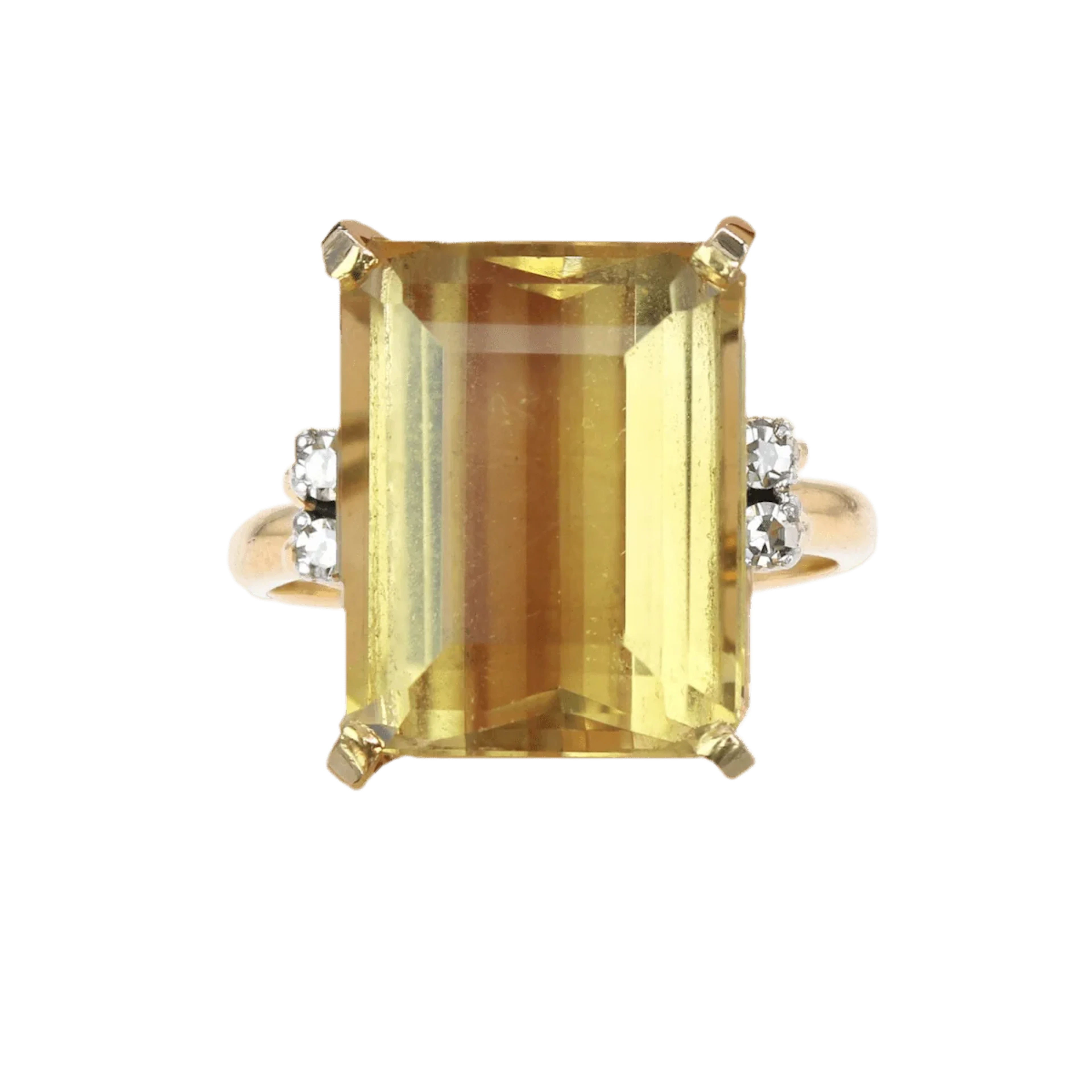 STERN Cocktail Ring in yellow gold, platinum, citrine and diamonds