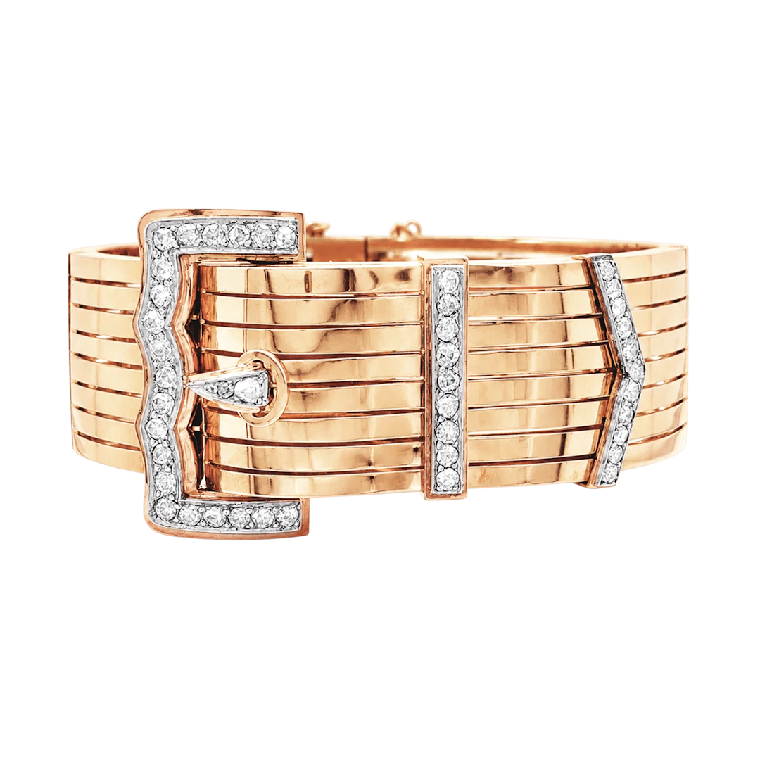 Bracelet Ceinture en or rose, platine et diamants