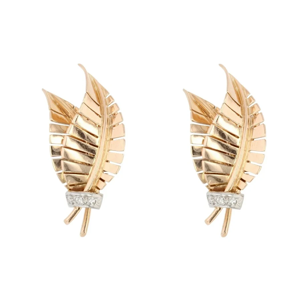 Earrings Clips in yellow gold, paltinium and diamonds