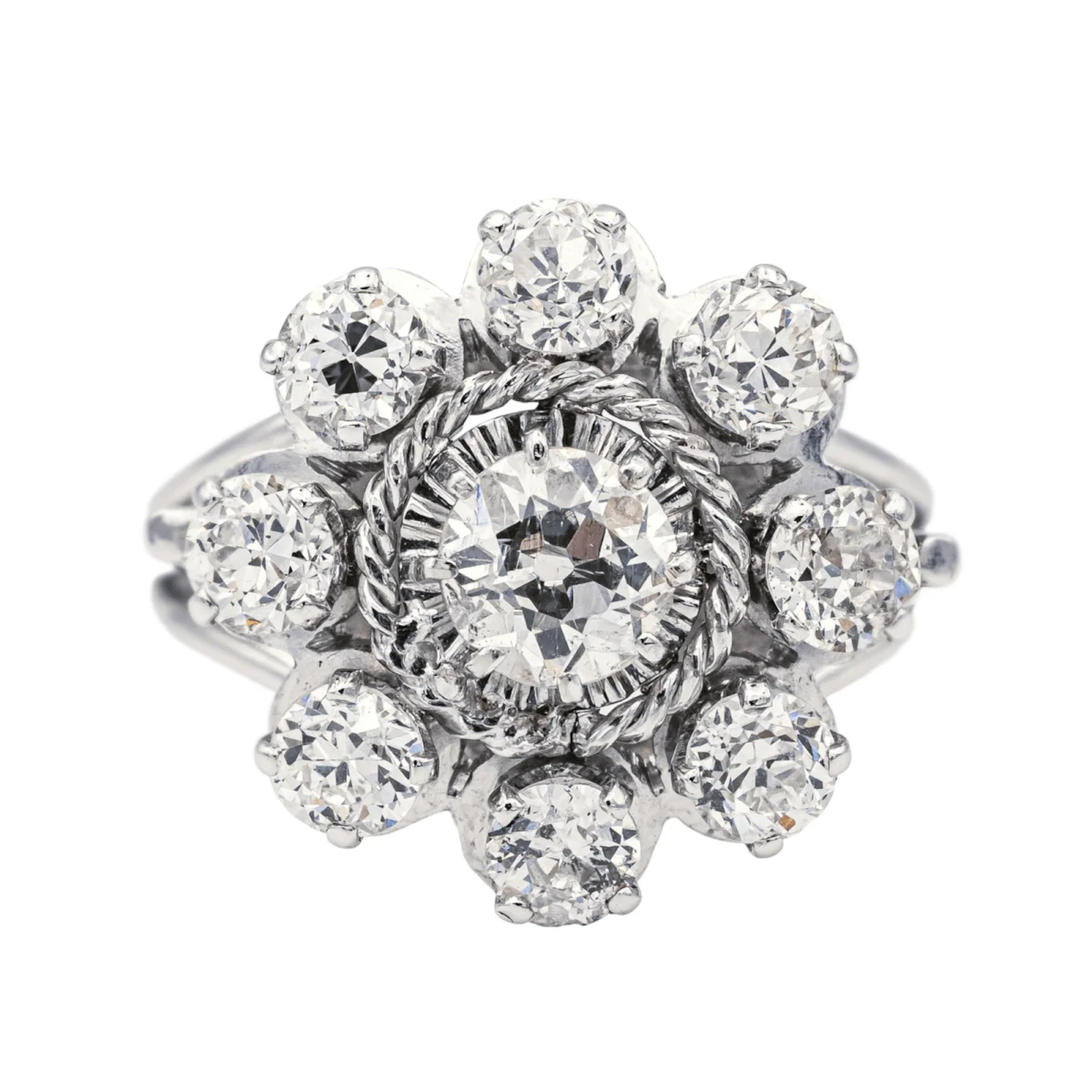 Bague Marguerite en or blanc et diamants