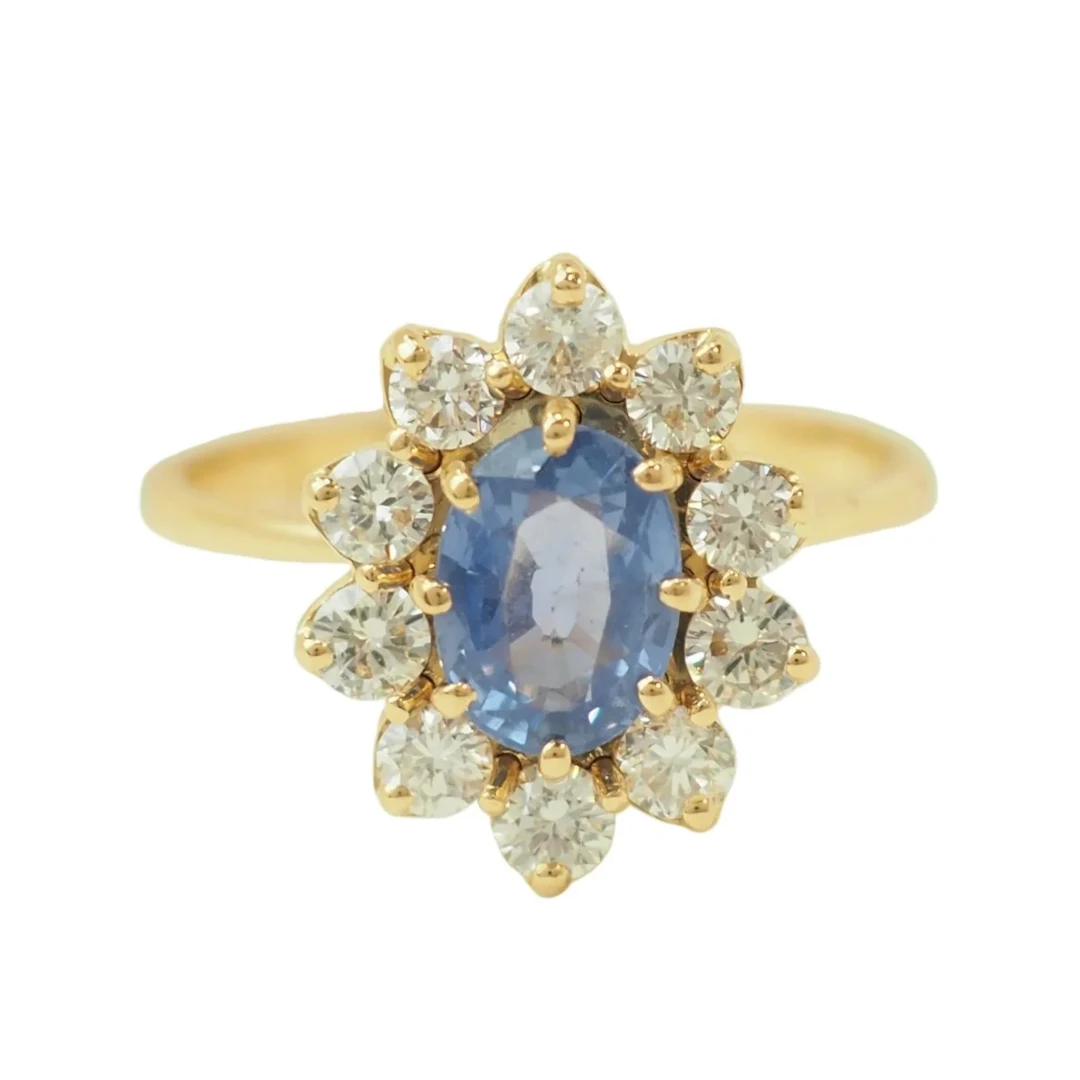 Ring Surroundings in yellow gold, sapphire and diamonds