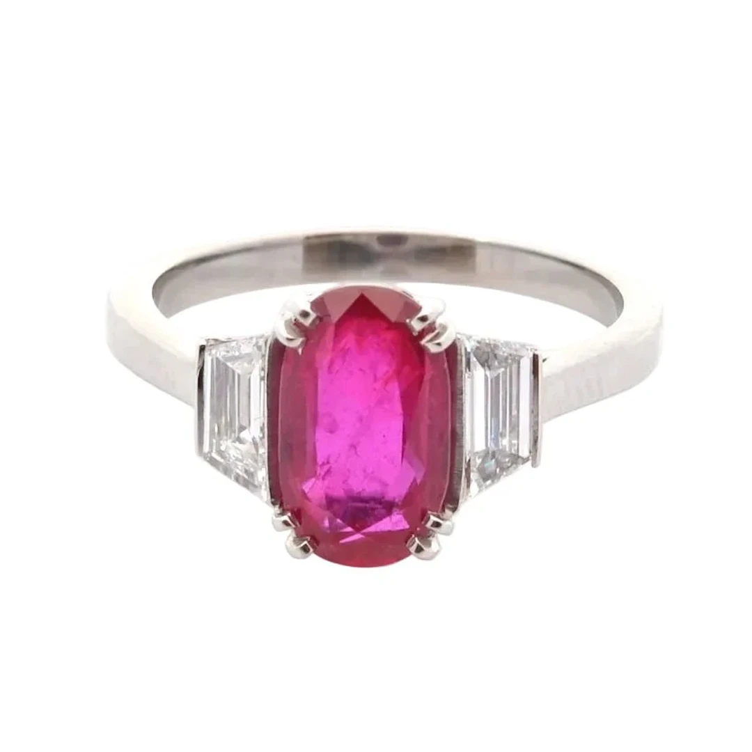 Ring Trilogy in paltinium, ruby and diamonds