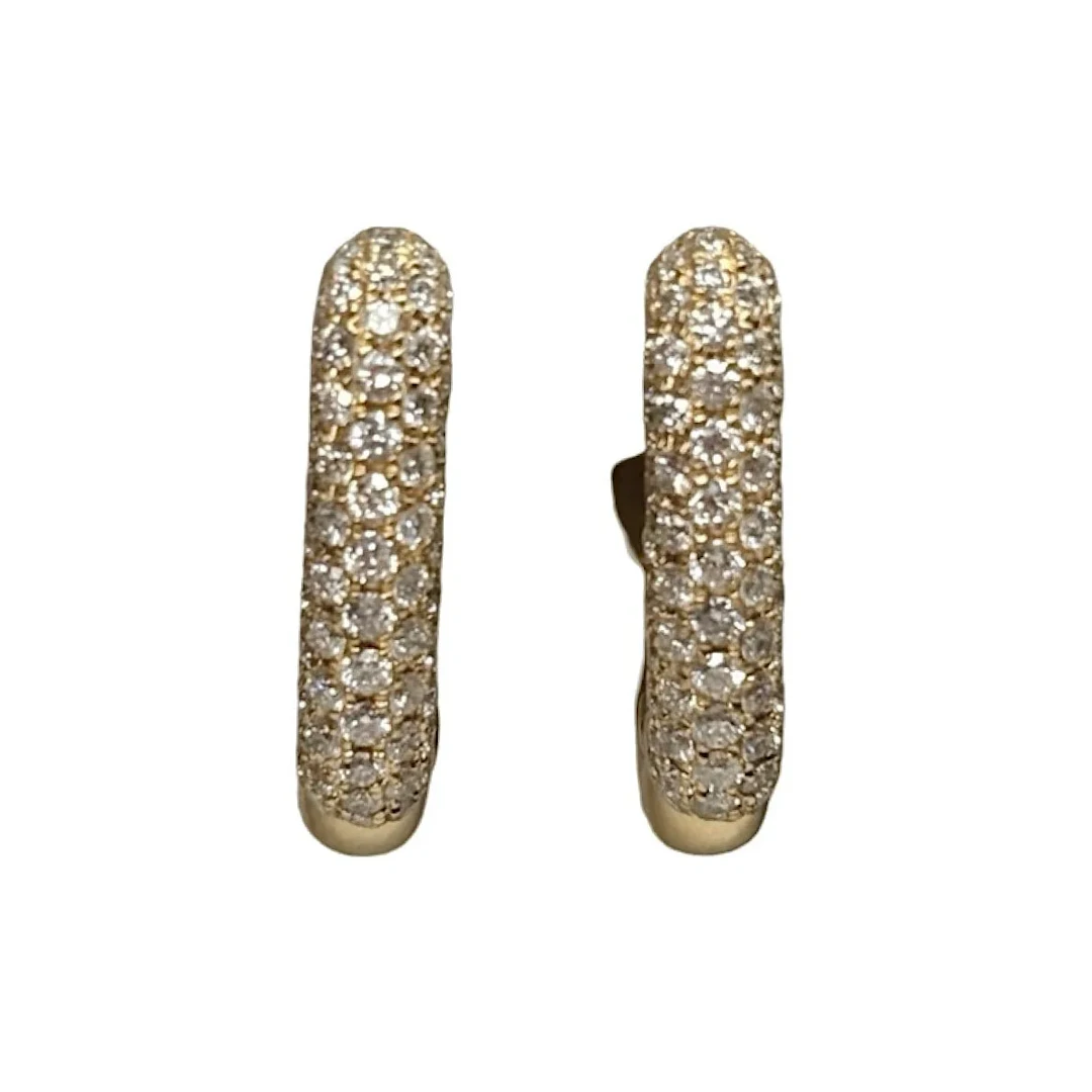 Yellow Gold and Diamond Hoop Earrings