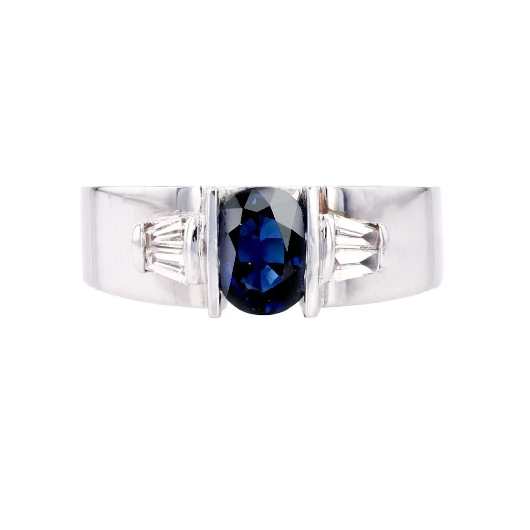 Bague Trilogie en or blanc, saphir et diamants