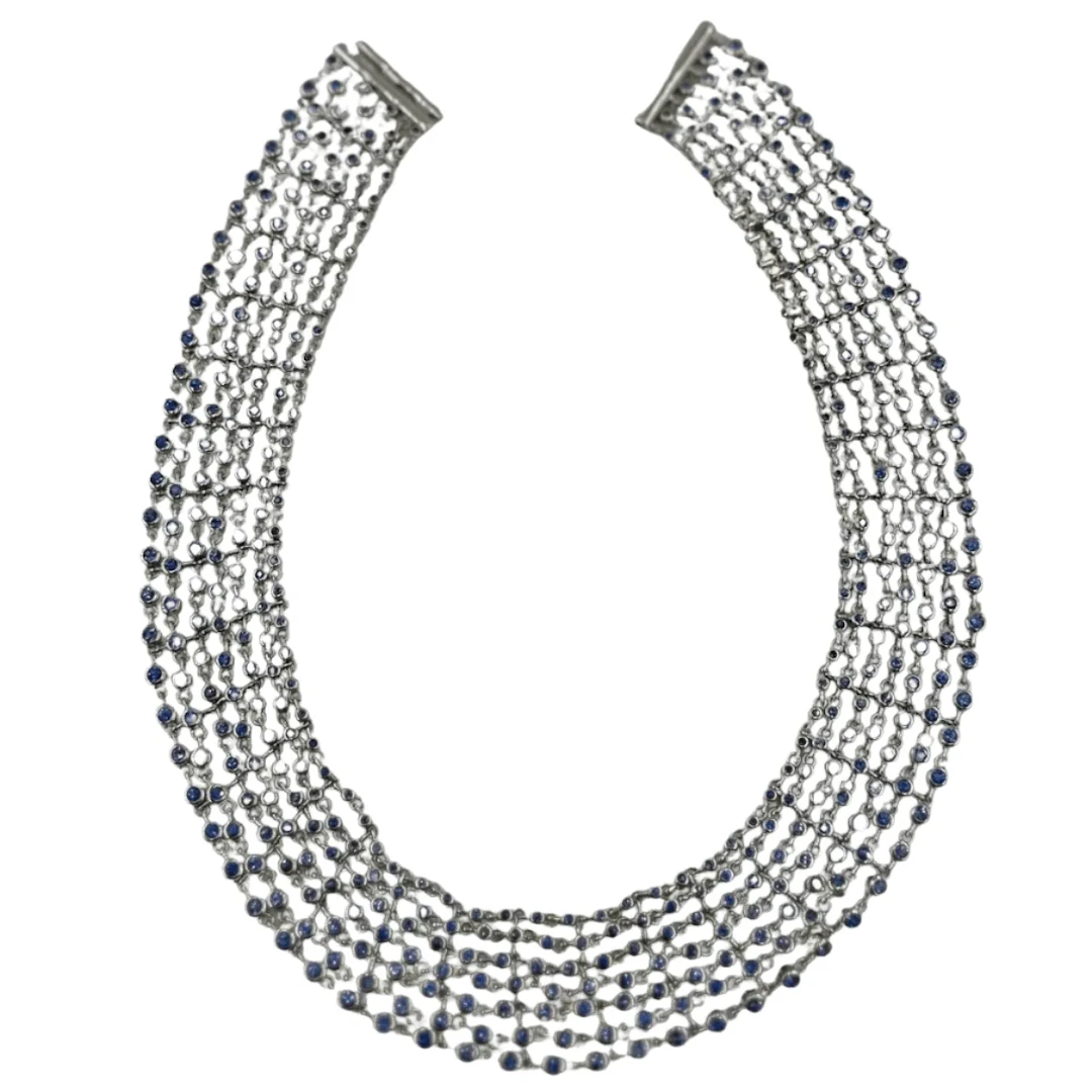 Collier Draperie en or blanc et saphirs