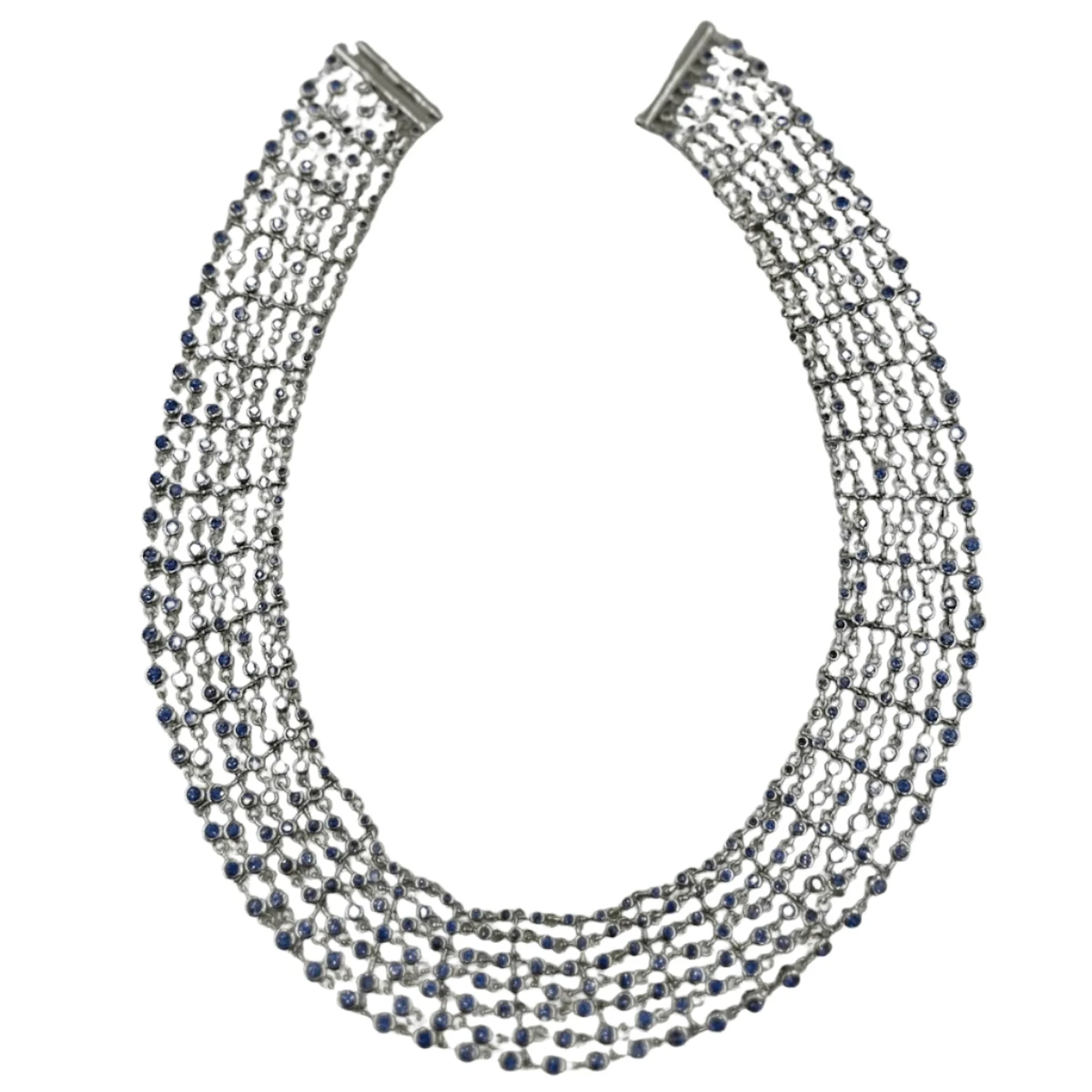 Collier Draperie en or blanc et saphirs
