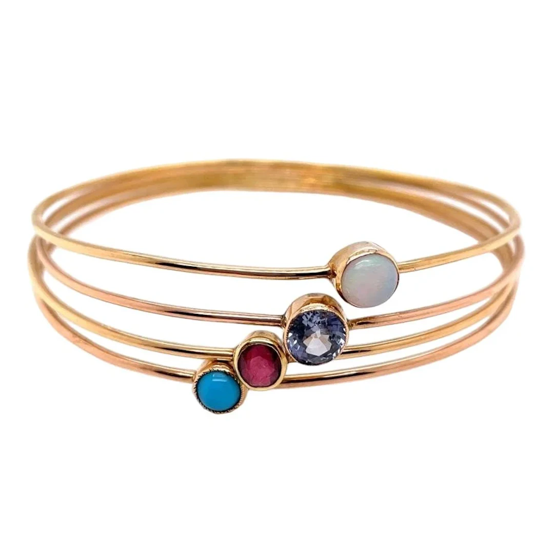 Bracelet Wedding band in yellow gold, opal, sapphire, ruby and turquoise