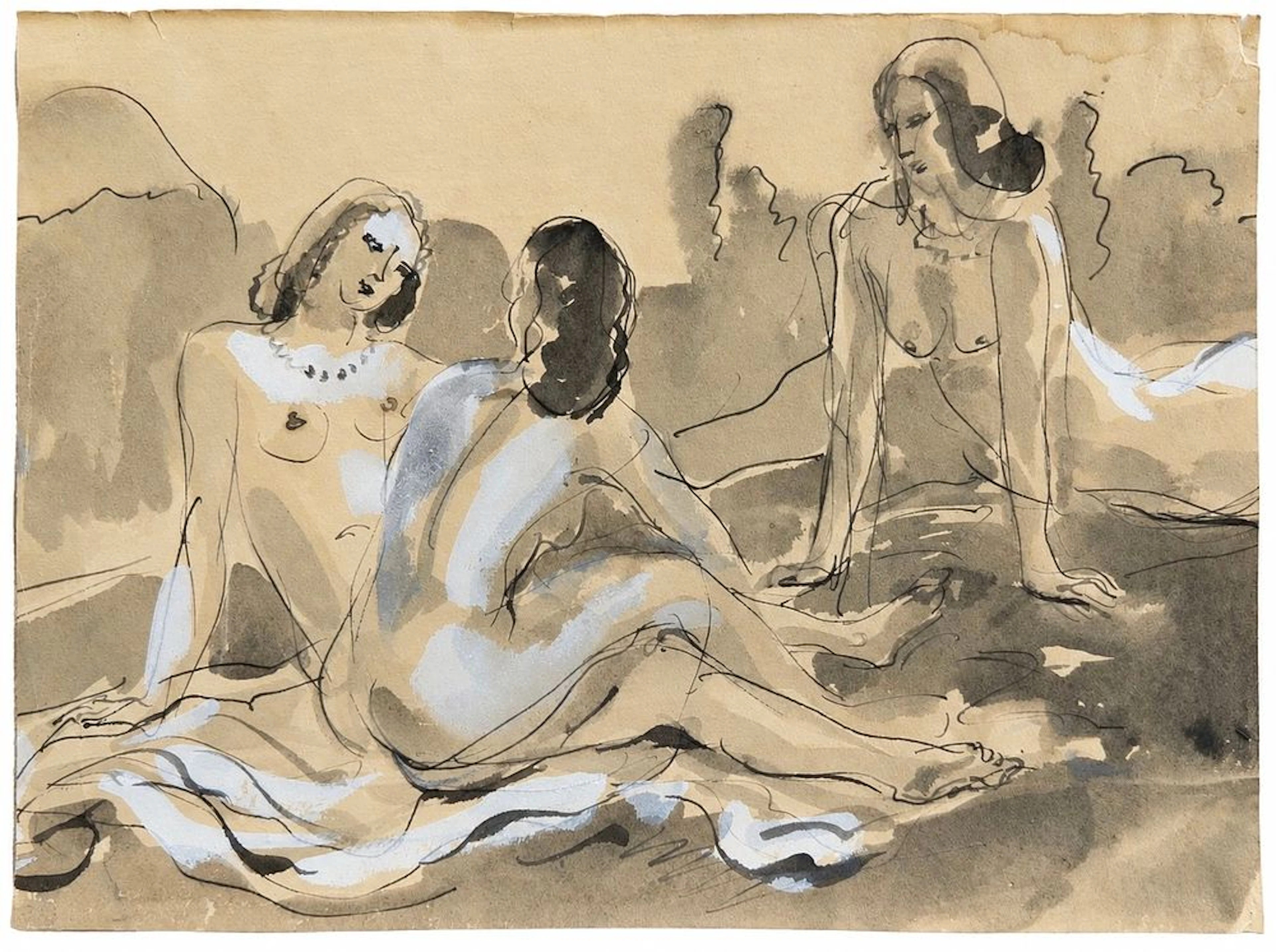Artist Unknown Three Seated Nude Women