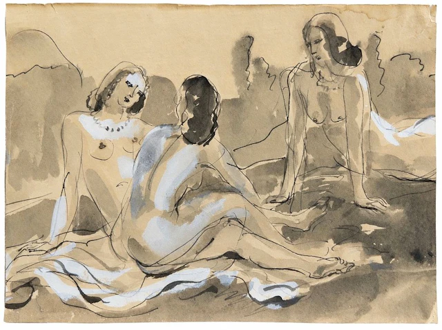 Artist Unknown Three Seated Nude Women
