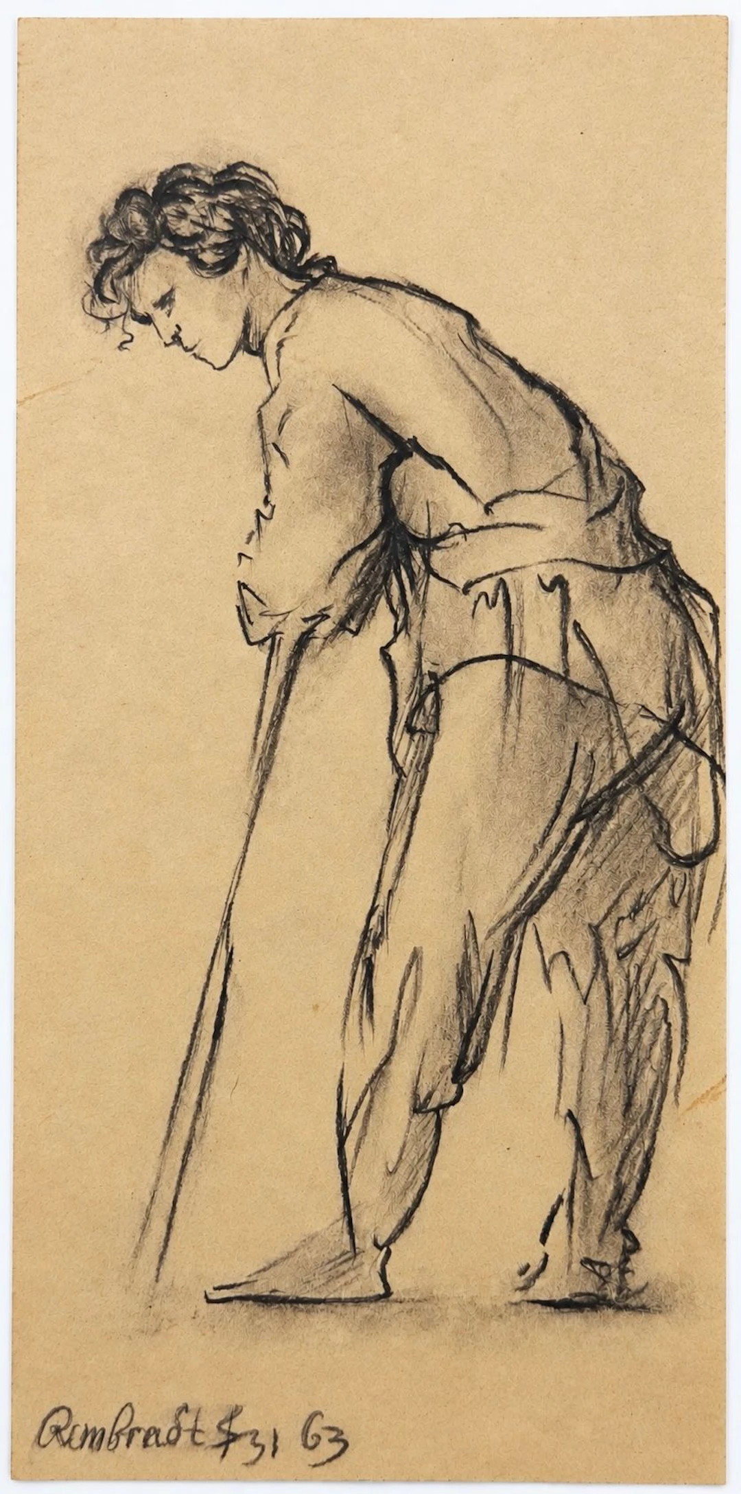 After Rembrandt van Rijn (1606-1669), Study of a Woman Bending Forward