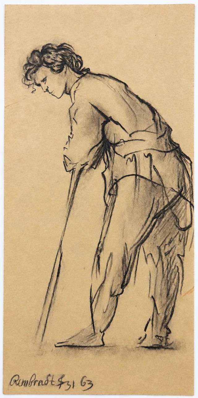 After Rembrandt van Rijn (1606-1669), Study of a Woman Bending Forward