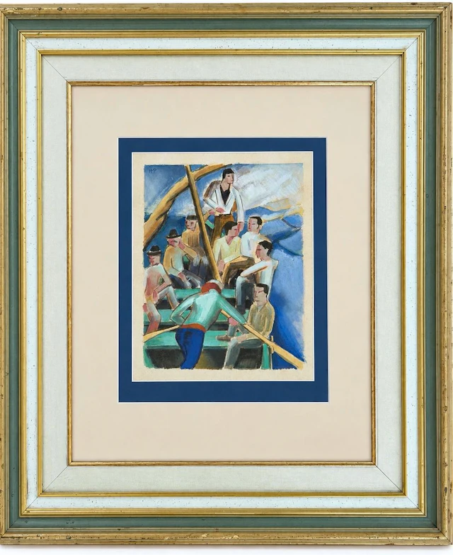 Attributed to Max Pechstein (1881-1955) Group of Men in a Boat