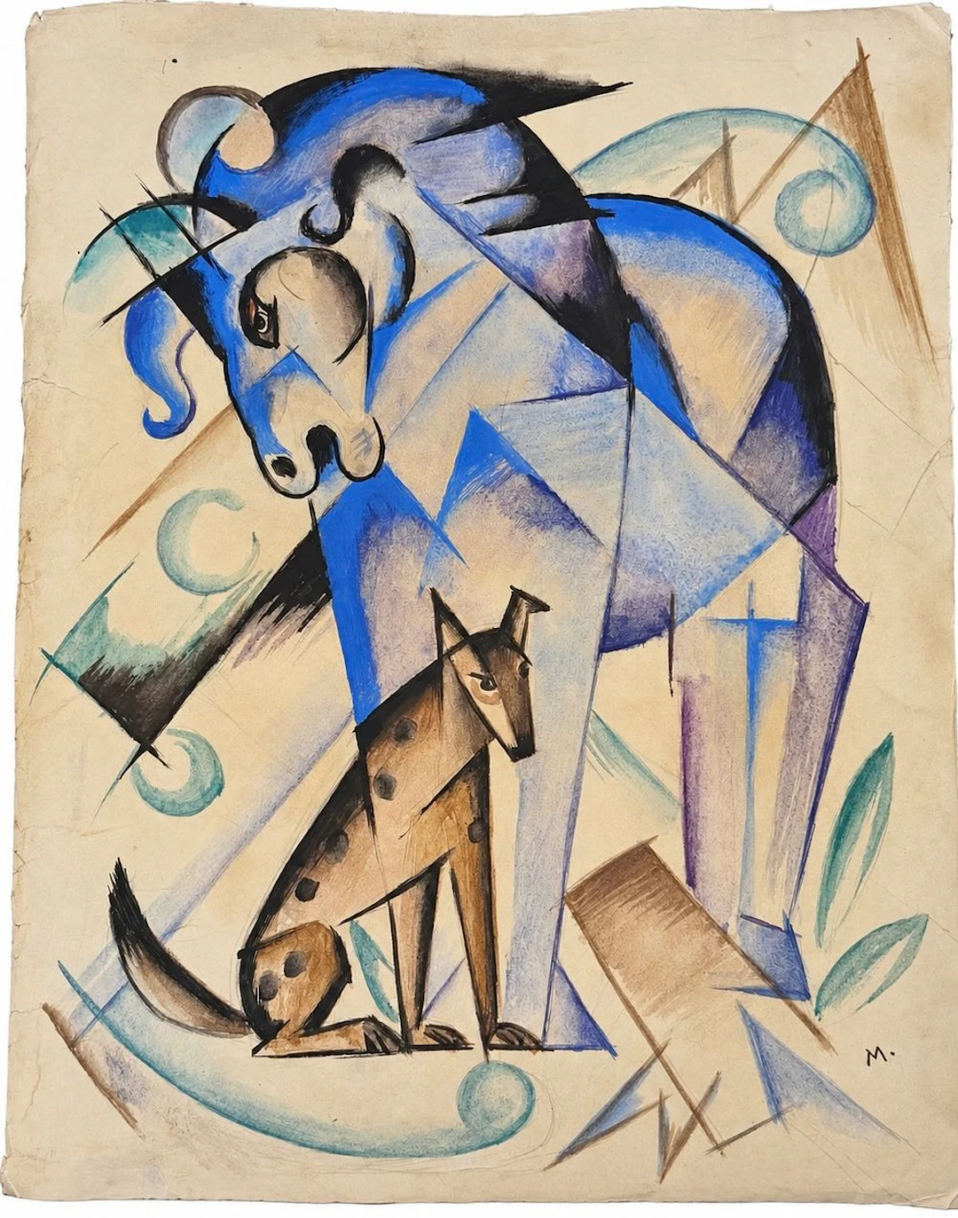 Attributed to Franz Marc (1880-1916) Horse and Dog (Abstract Composition)