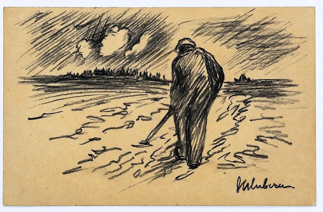 Attributed to Max Liebermann (1847-1935) Man in a Landscape