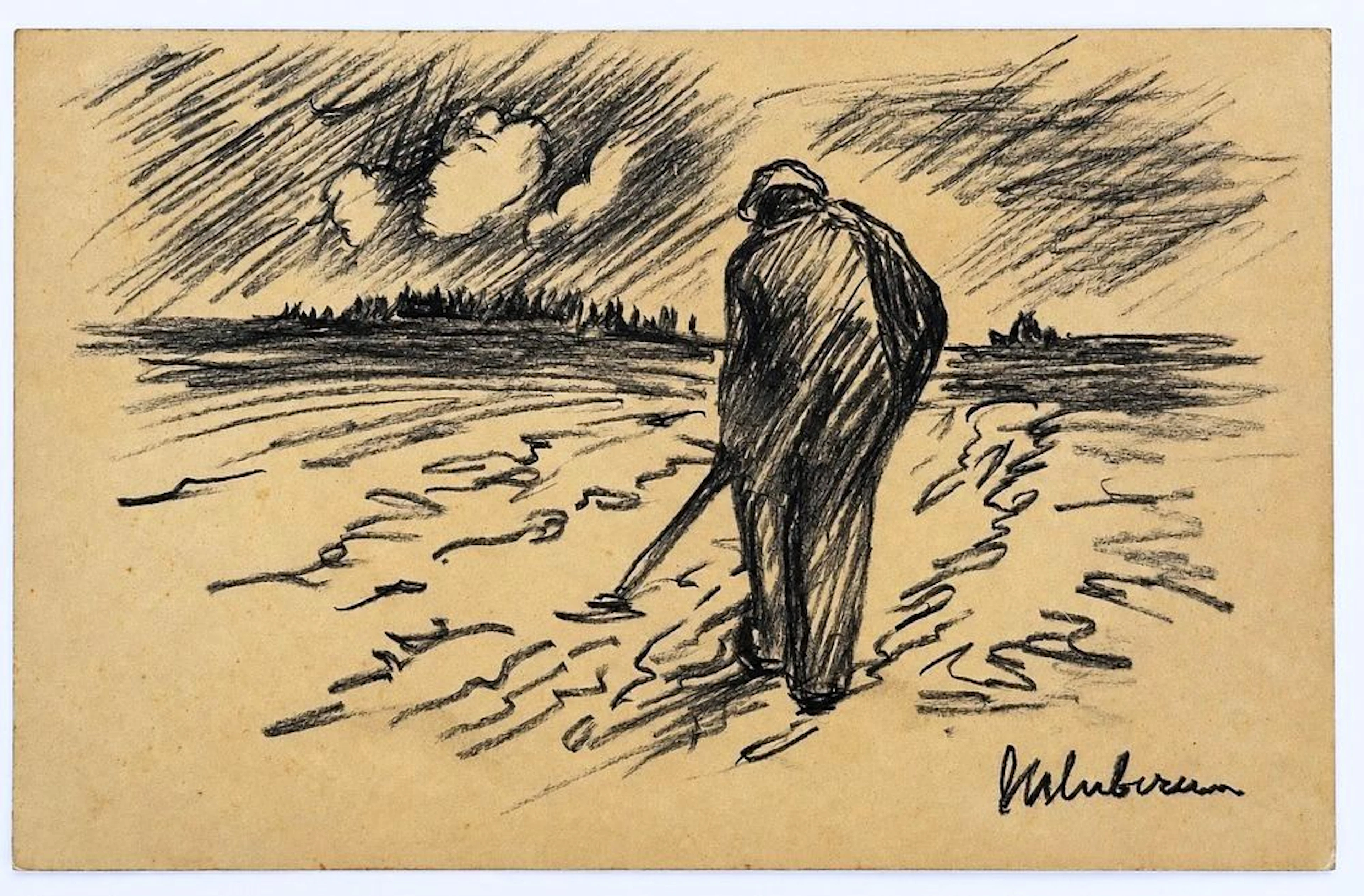 Attributed to Max Liebermann (1847-1935) Man in a Landscape