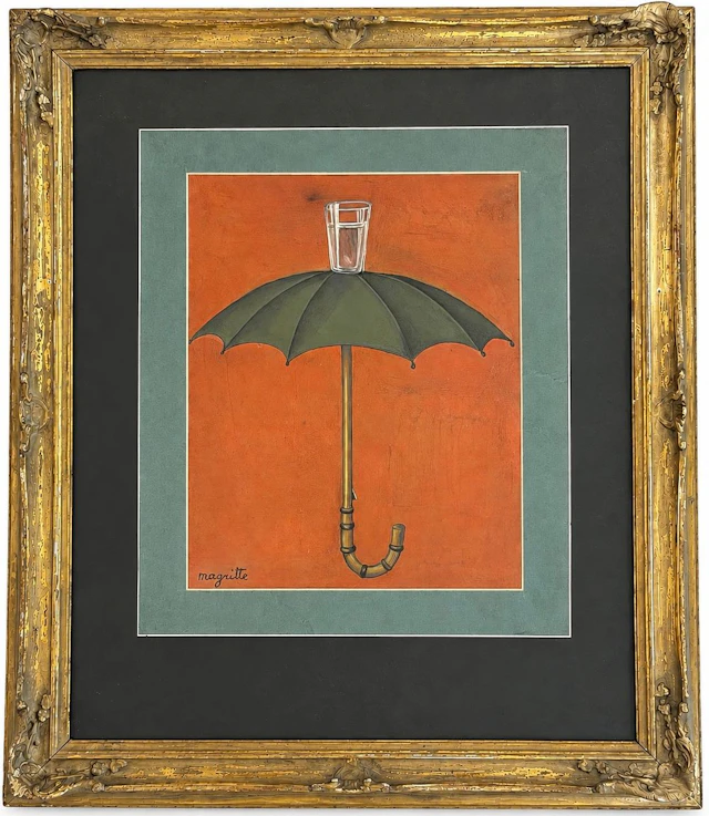 Attributed to Rene Magritte (1898-1967) The Umbrella and the Glass