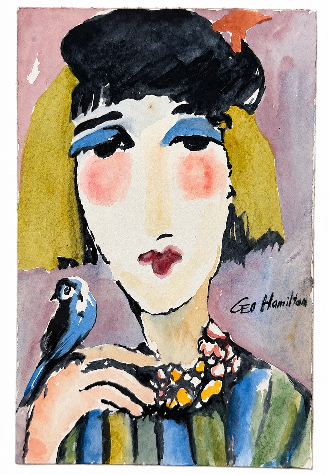 George Hamilton (1919-2014) Woman with Parrot
