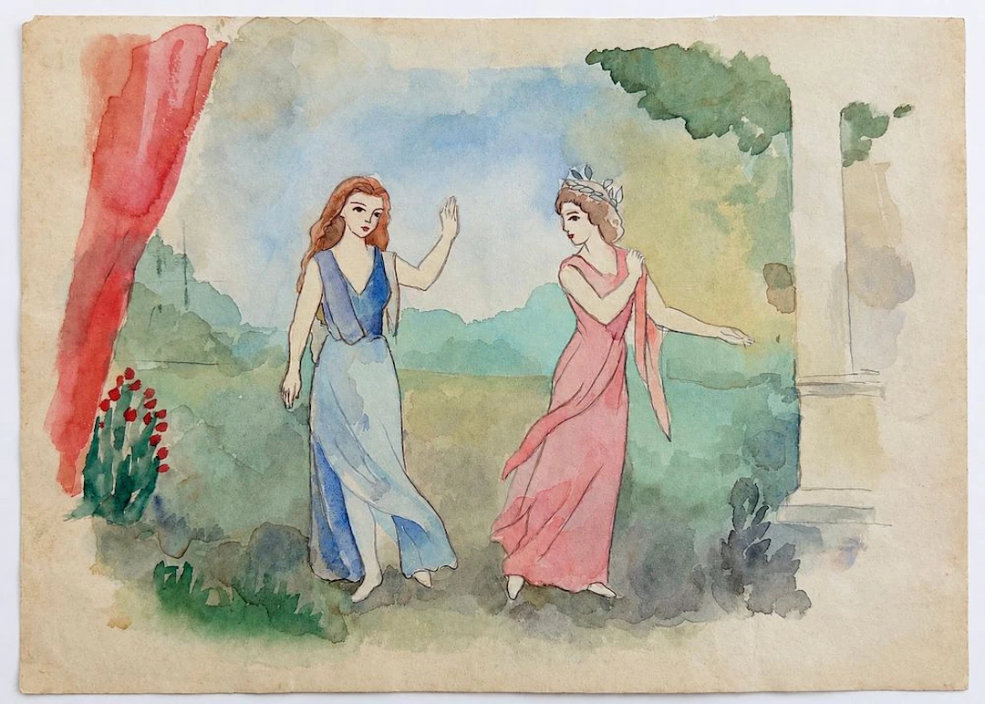 Unknown Artist, Two Women in a Garden