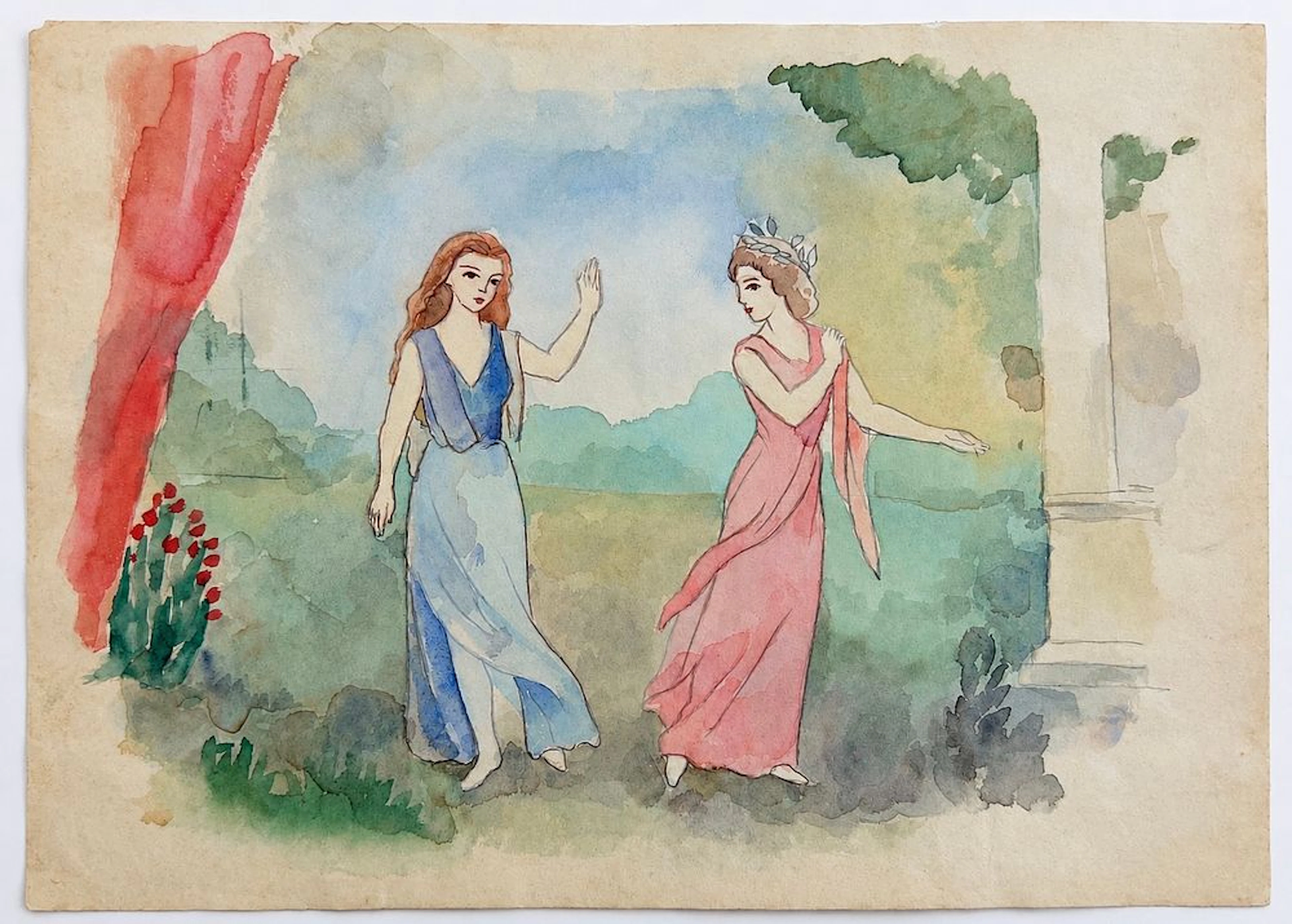 Unknown Artist, Two Women in a Garden