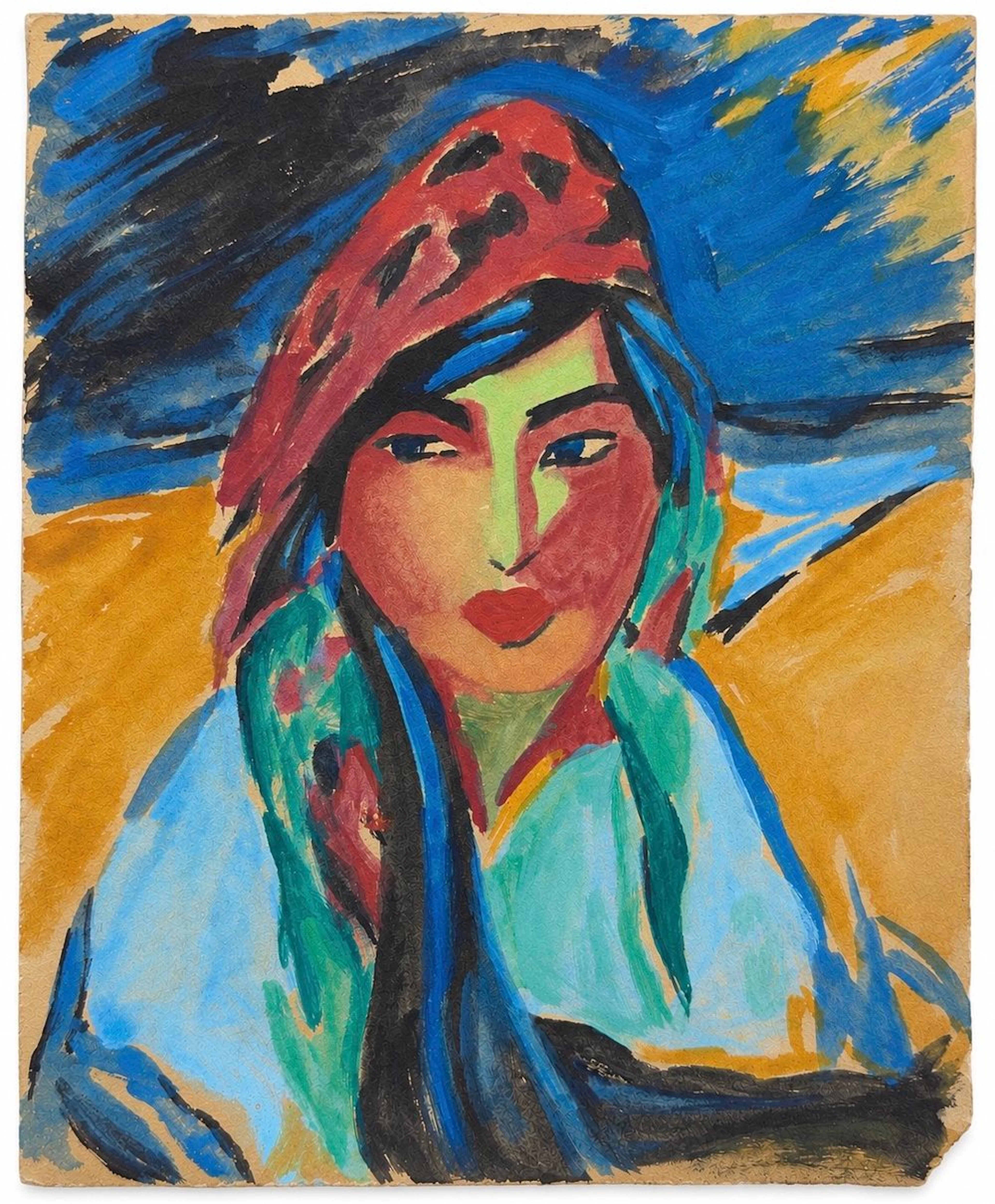Unknown Artist, Portrait of a Woman in a Red Headscarf