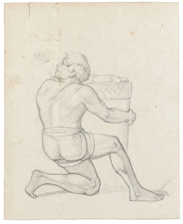 After Michelangelo Buonarroti (1475-1564) Study of a Kneeling Male Figure
