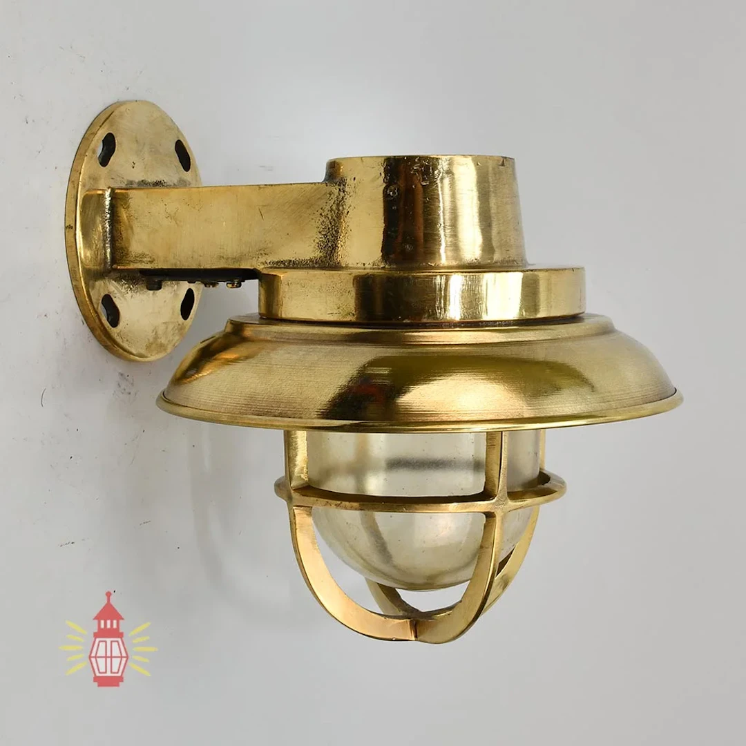 Handcrafted Brass 90 Degree Wall Light with Cap