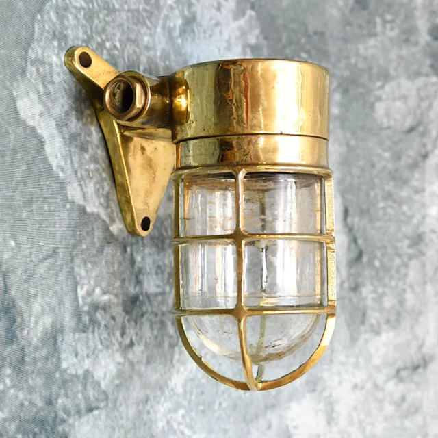 Vintage Brass Projecting Bulkhead Wall Light Nautical