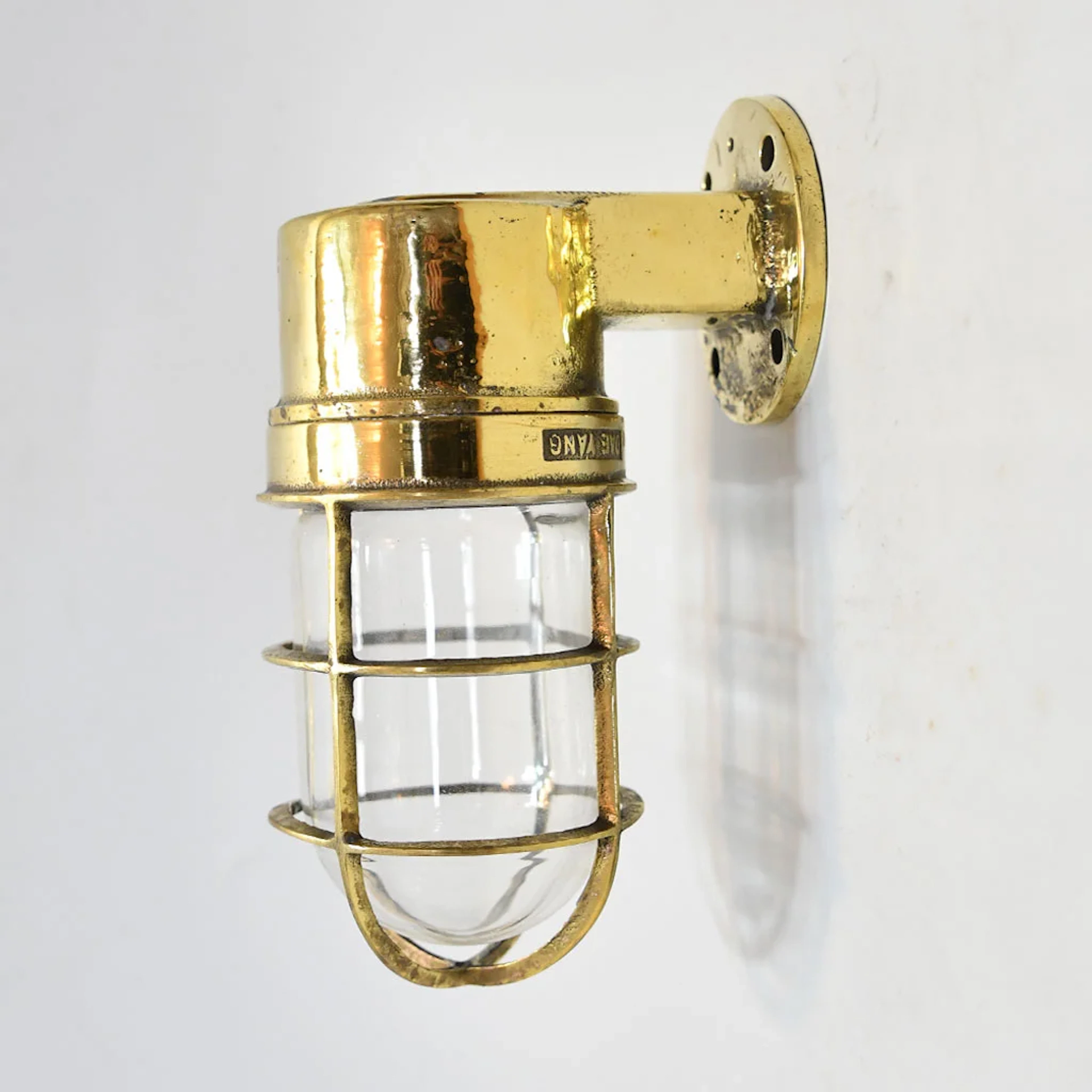 Maritime Antiques Vintage Daeyang 90 Degree Brass Bulkhead Light