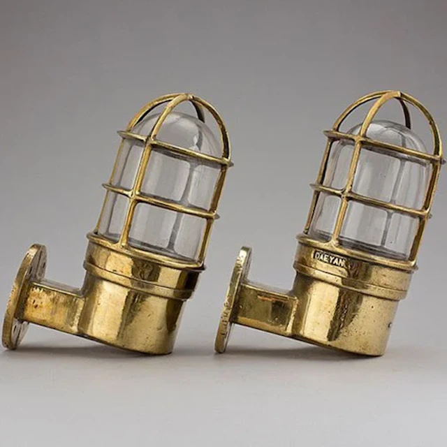 Vintage Brass Wall Mount Bulkhead Light – Pair of Nautical Fixtures