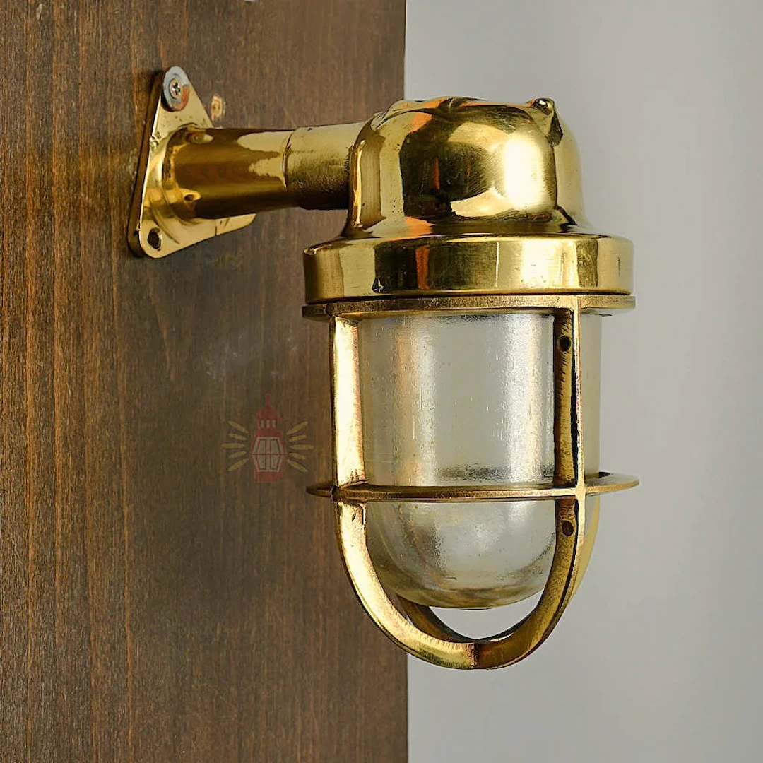 Vintage Wiska 90 Degree Brass Bulkhead Light