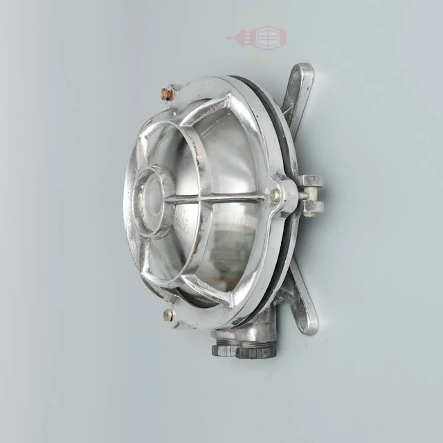 Authentic Vintage Polished Aluminium Nautical Dome Light