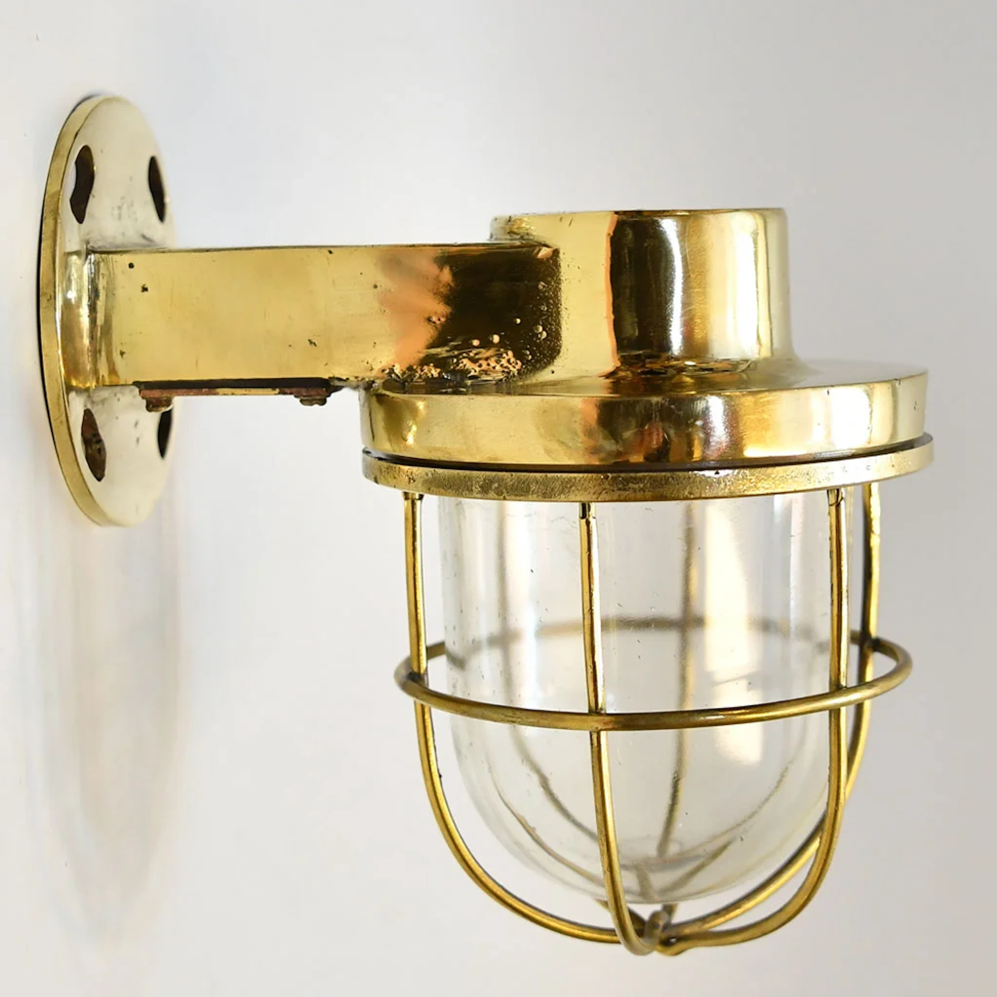 Vintage 90 Degree Brass Nautical Passageway Light – Authentic Ship Sconce