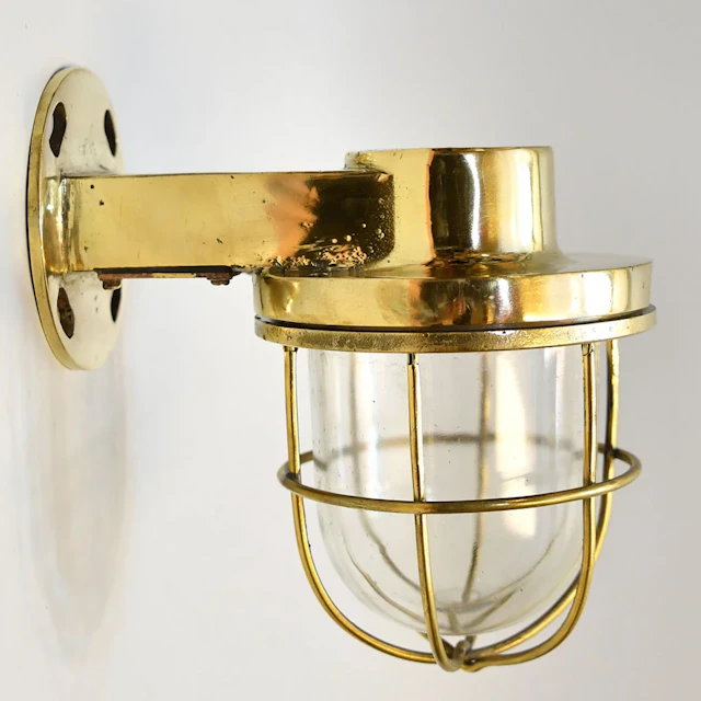 Vintage 90 Degree Brass Nautical Passageway Light – Authentic Ship Sconce