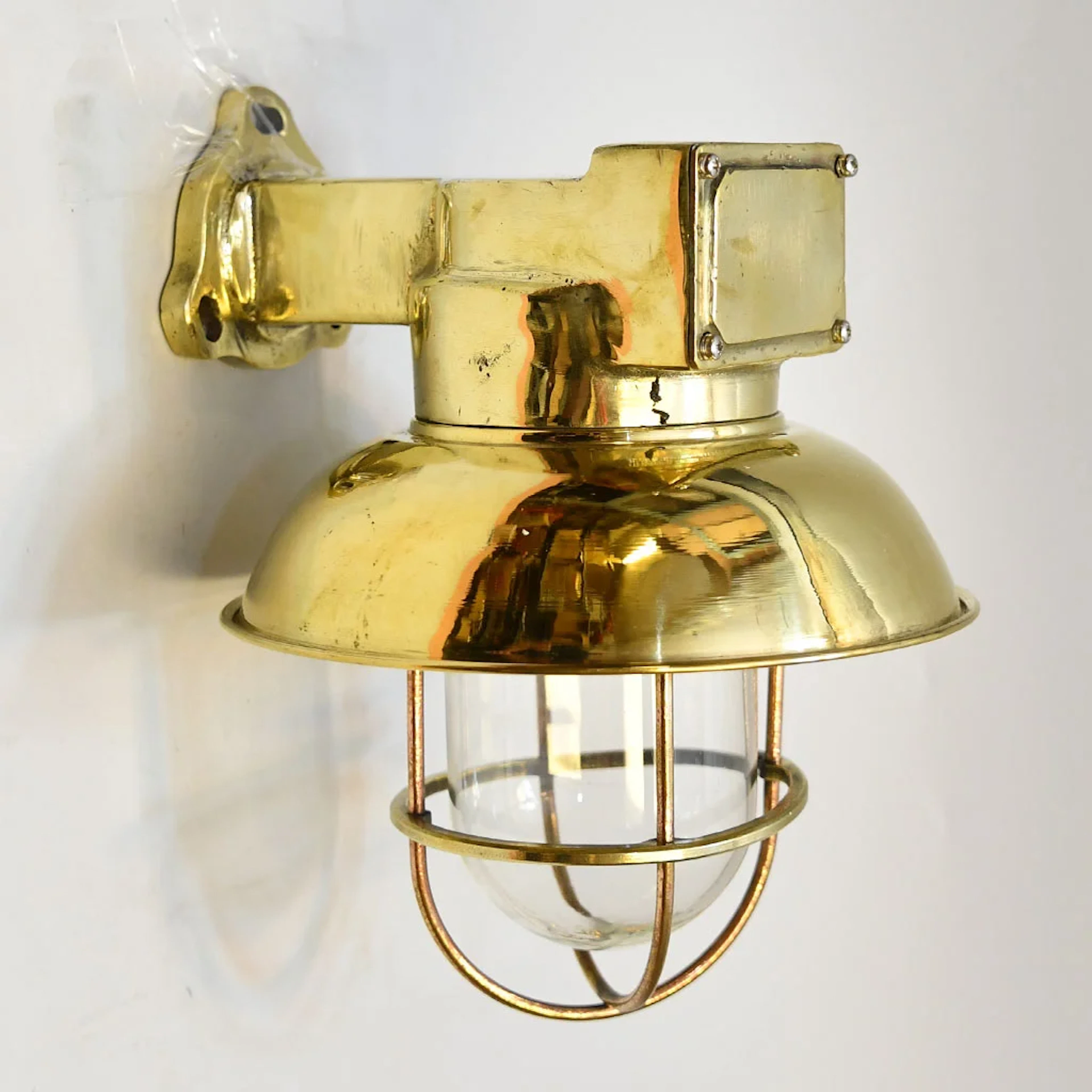 Vintage Brass Arm Bulkhead Wall Light Nautical