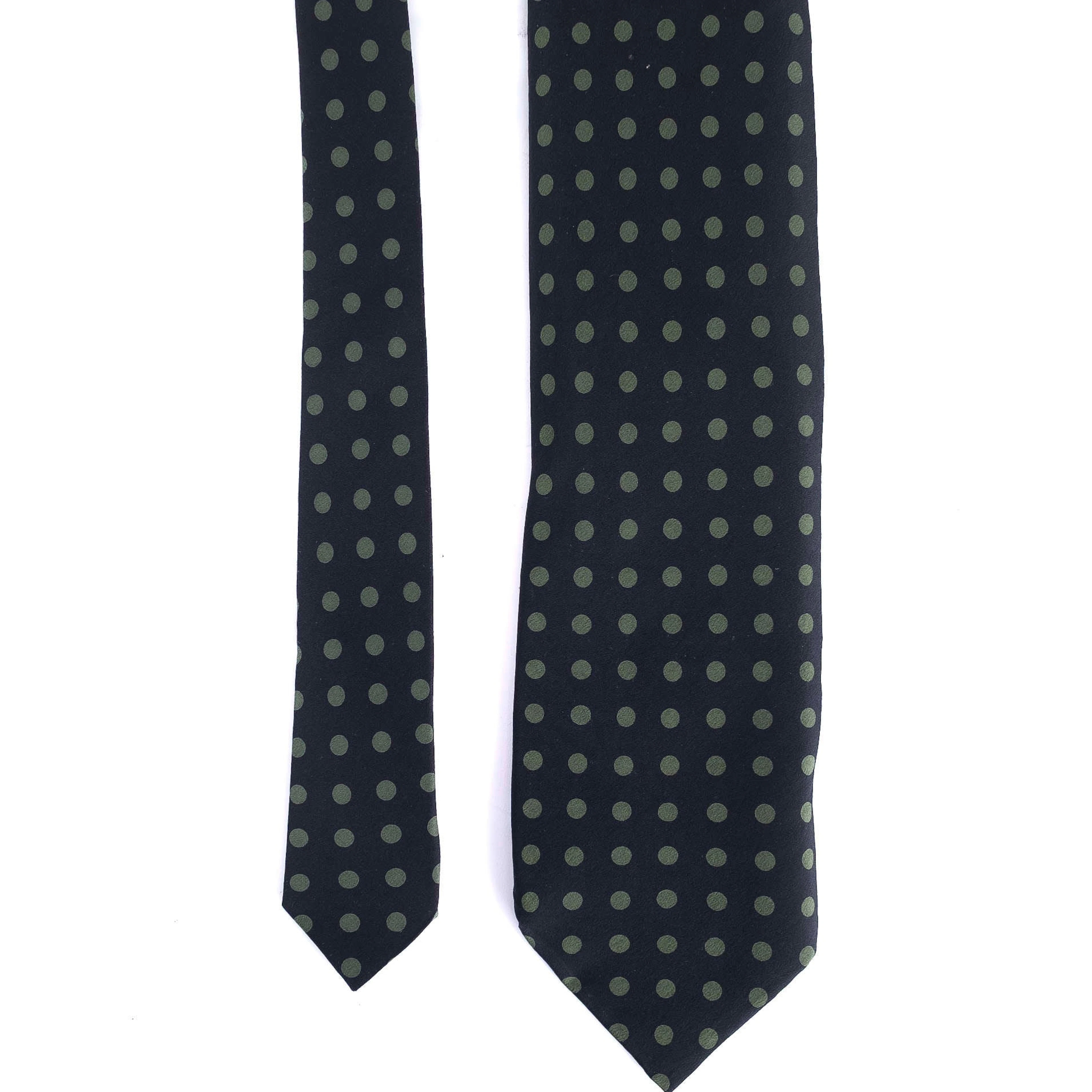 Navy Green Dotted Tie