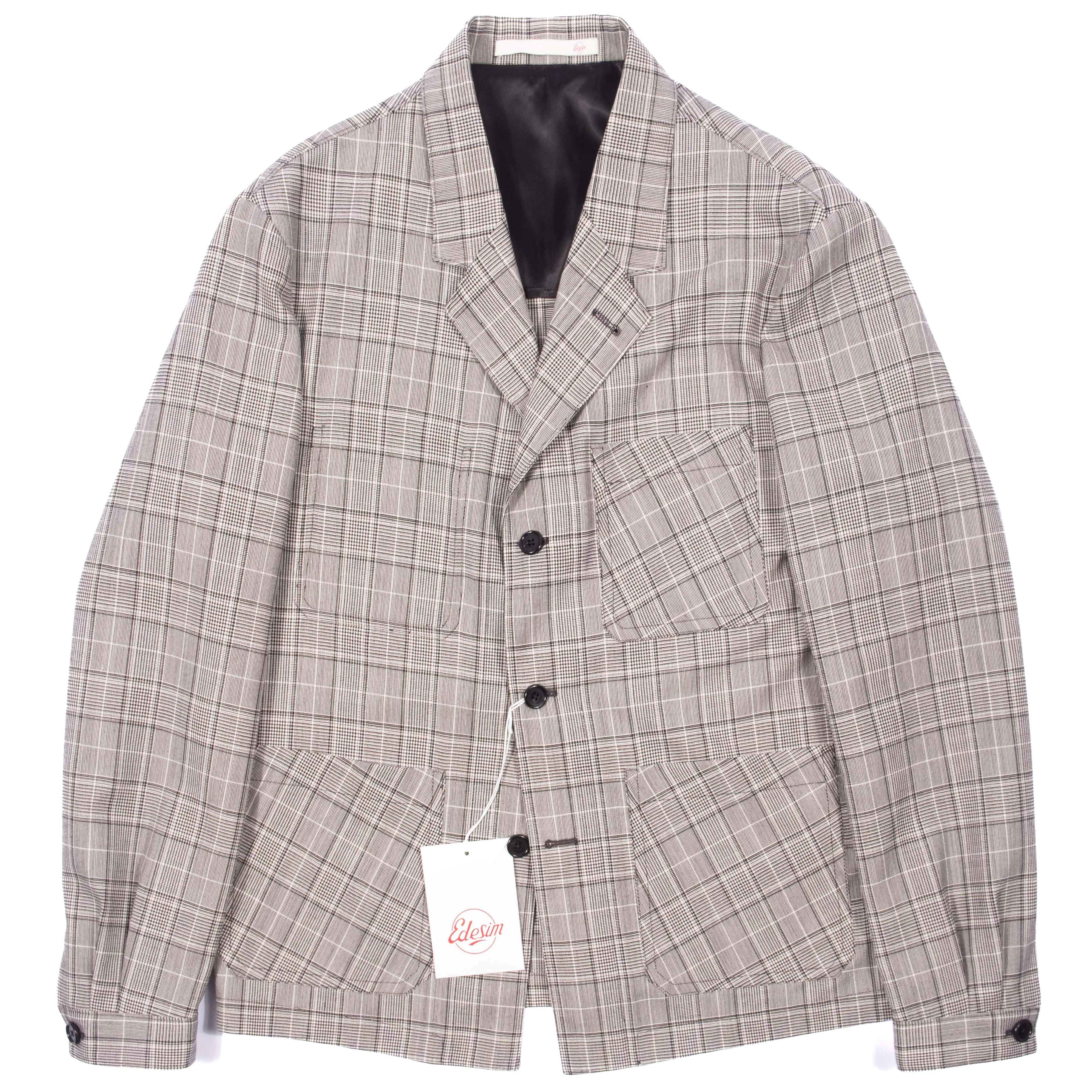 Neapolitan Hand Tailored Grey Checks Holland & Sherry Wool Utility Jacket