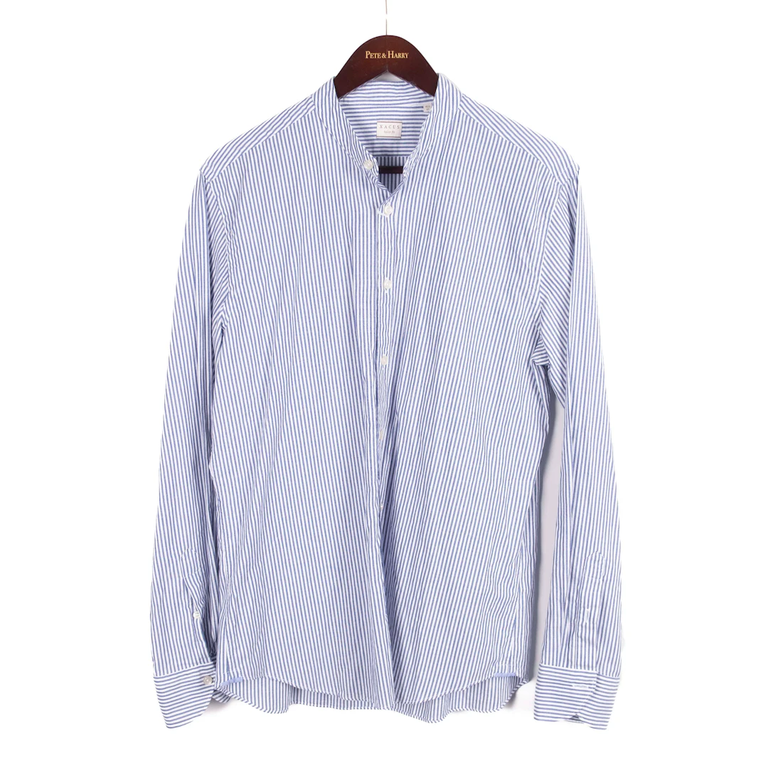 Blue and white striped Nehru Shirt
