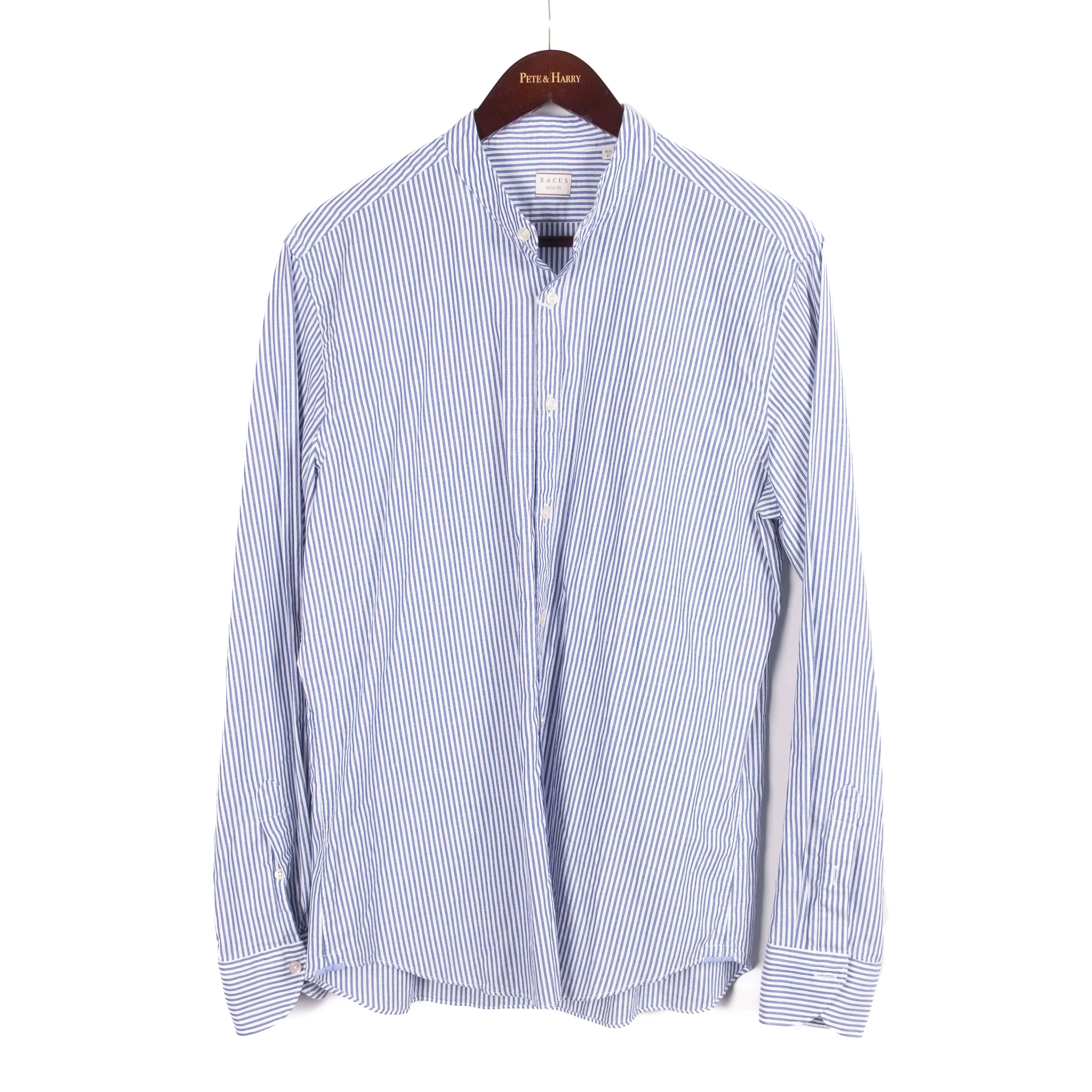 Blue and white striped Nehru Shirt