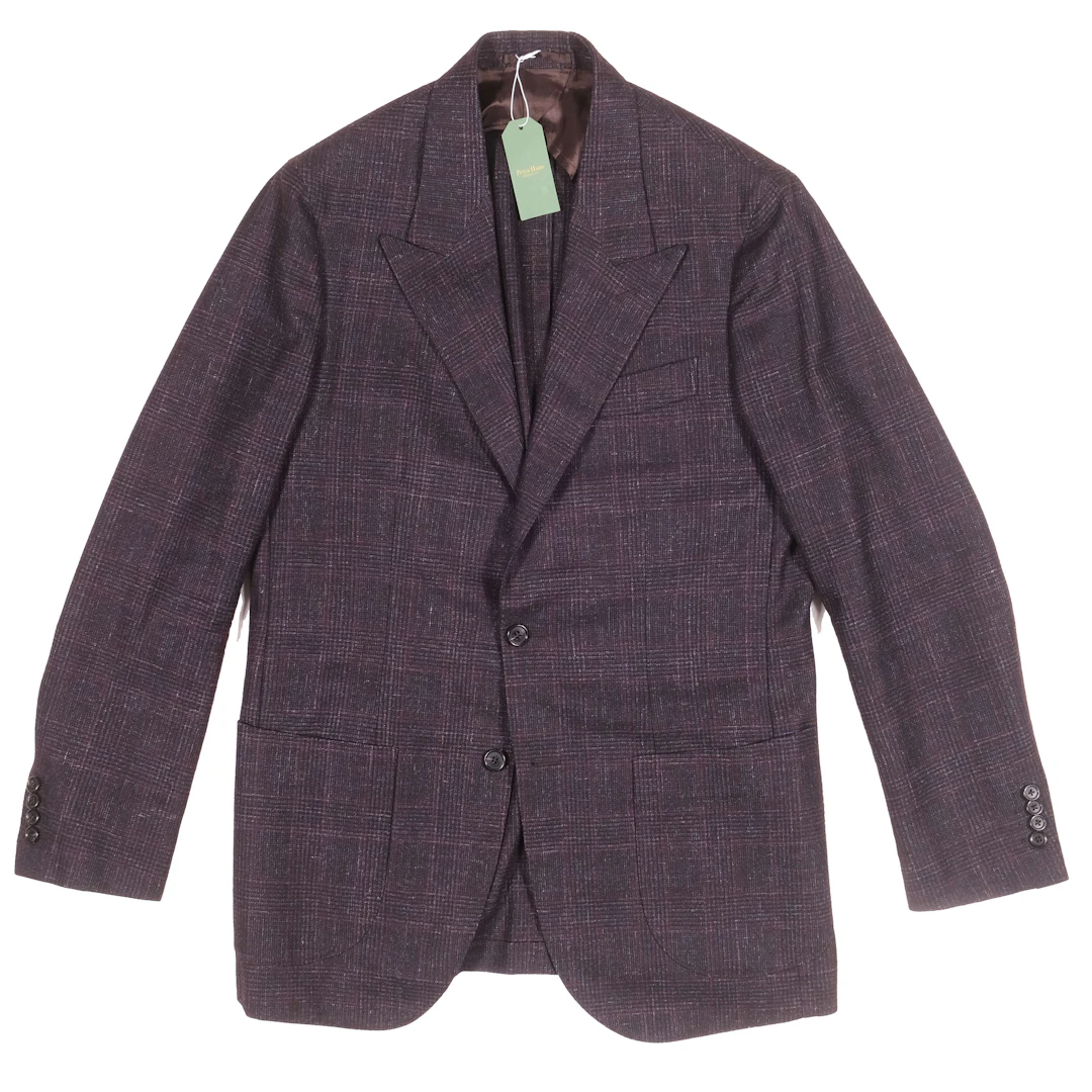 Neapolitan Hand Tailored Purple Check Wool Suit