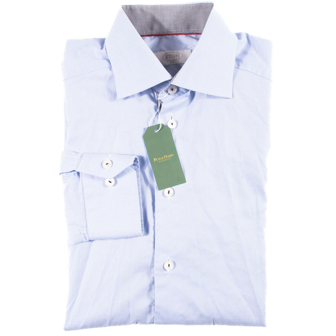 Eton Light Blue Houndstooth Shirt