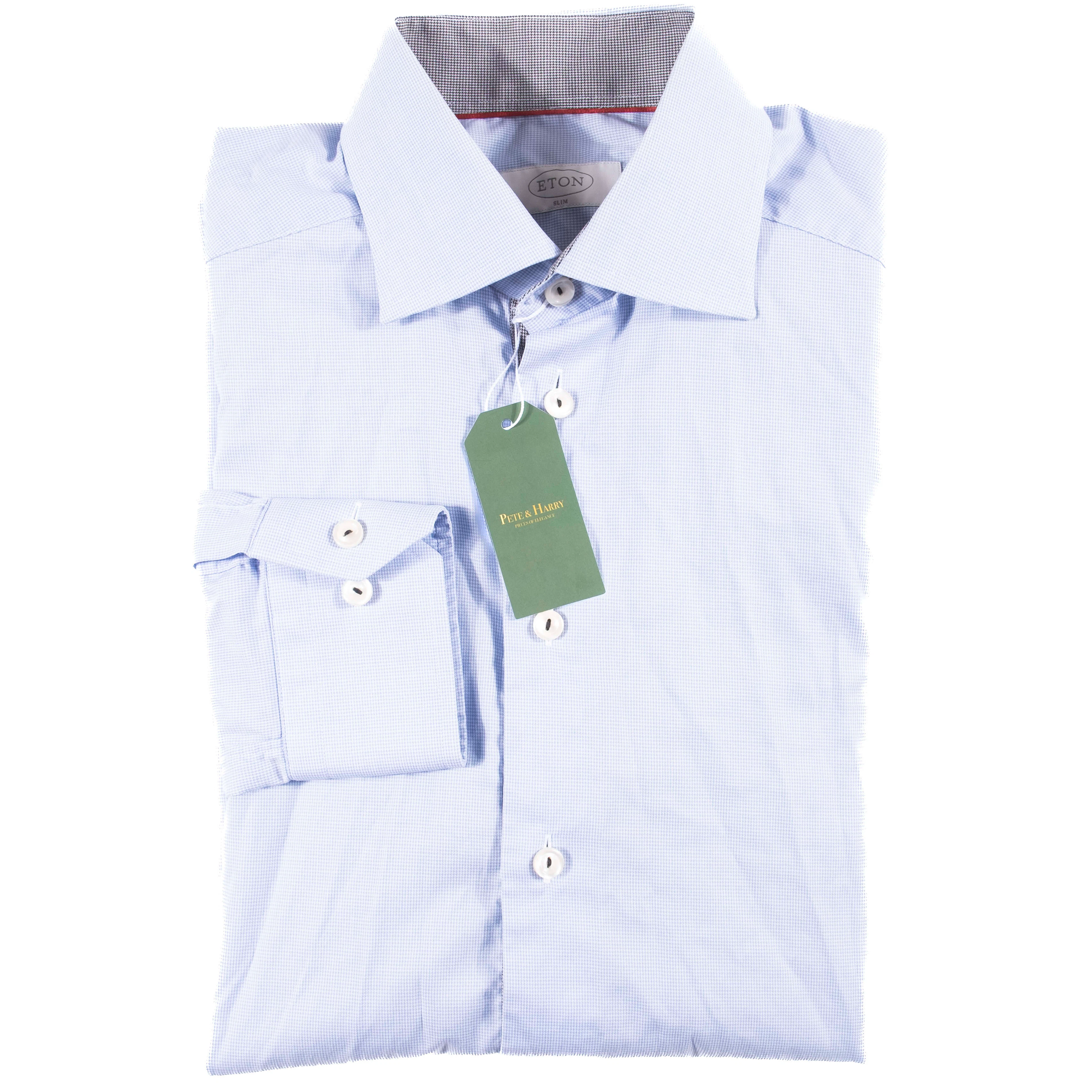 Eton Light Blue Houndstooth Shirt