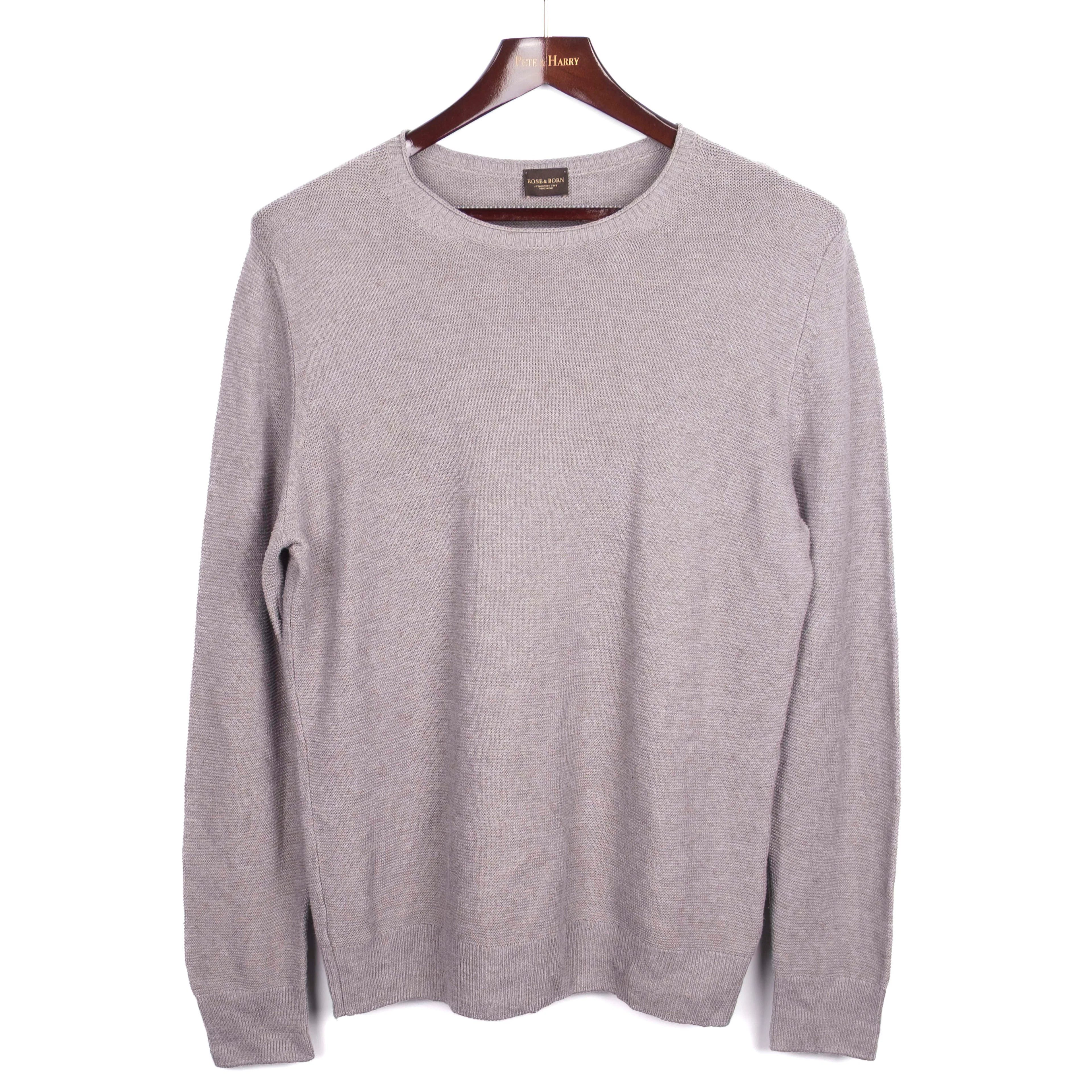 Grey Linen/Cotton Crewneck Sweater