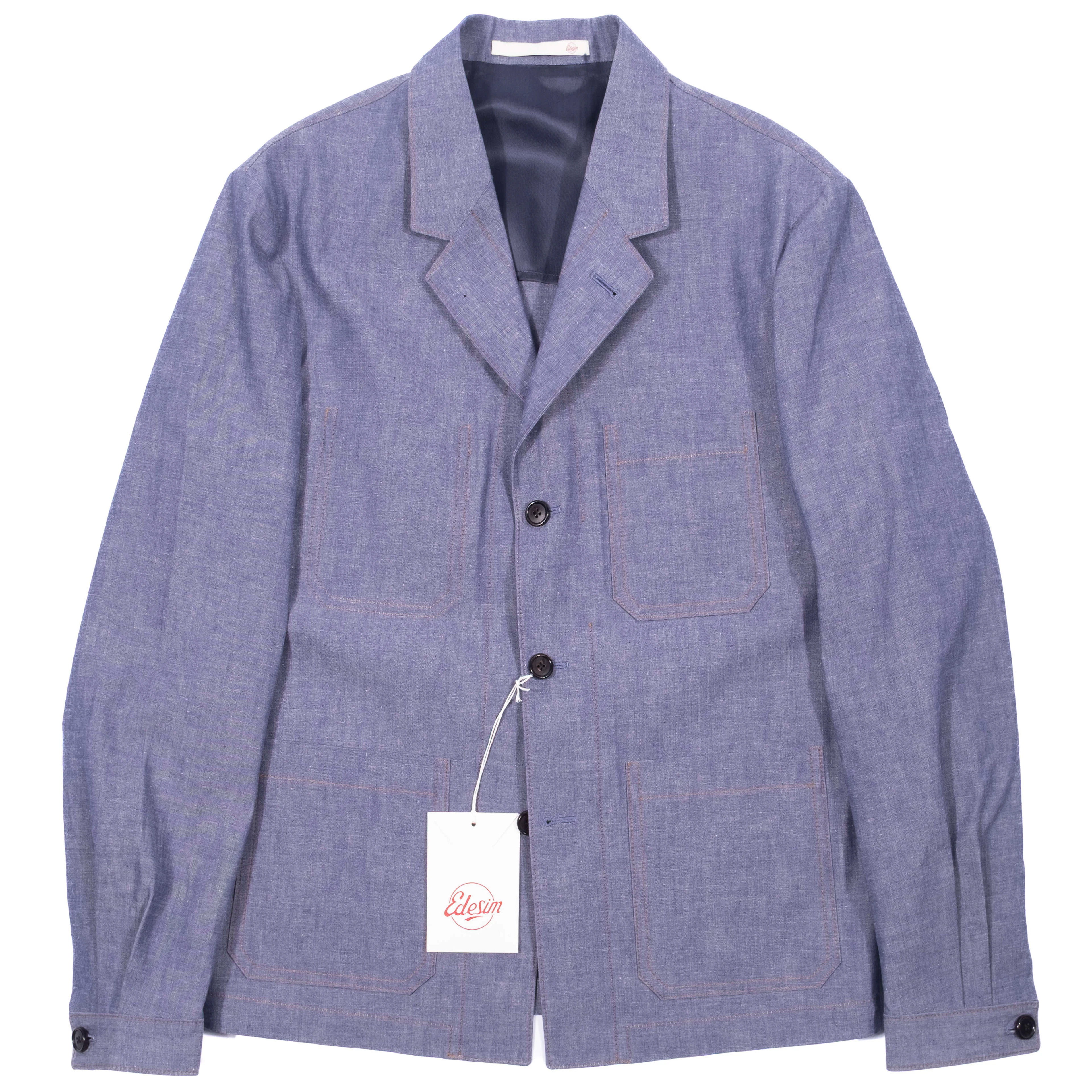 Neapolitan Hand Tailored Japanese Chambray Utility Jacket Sz 46