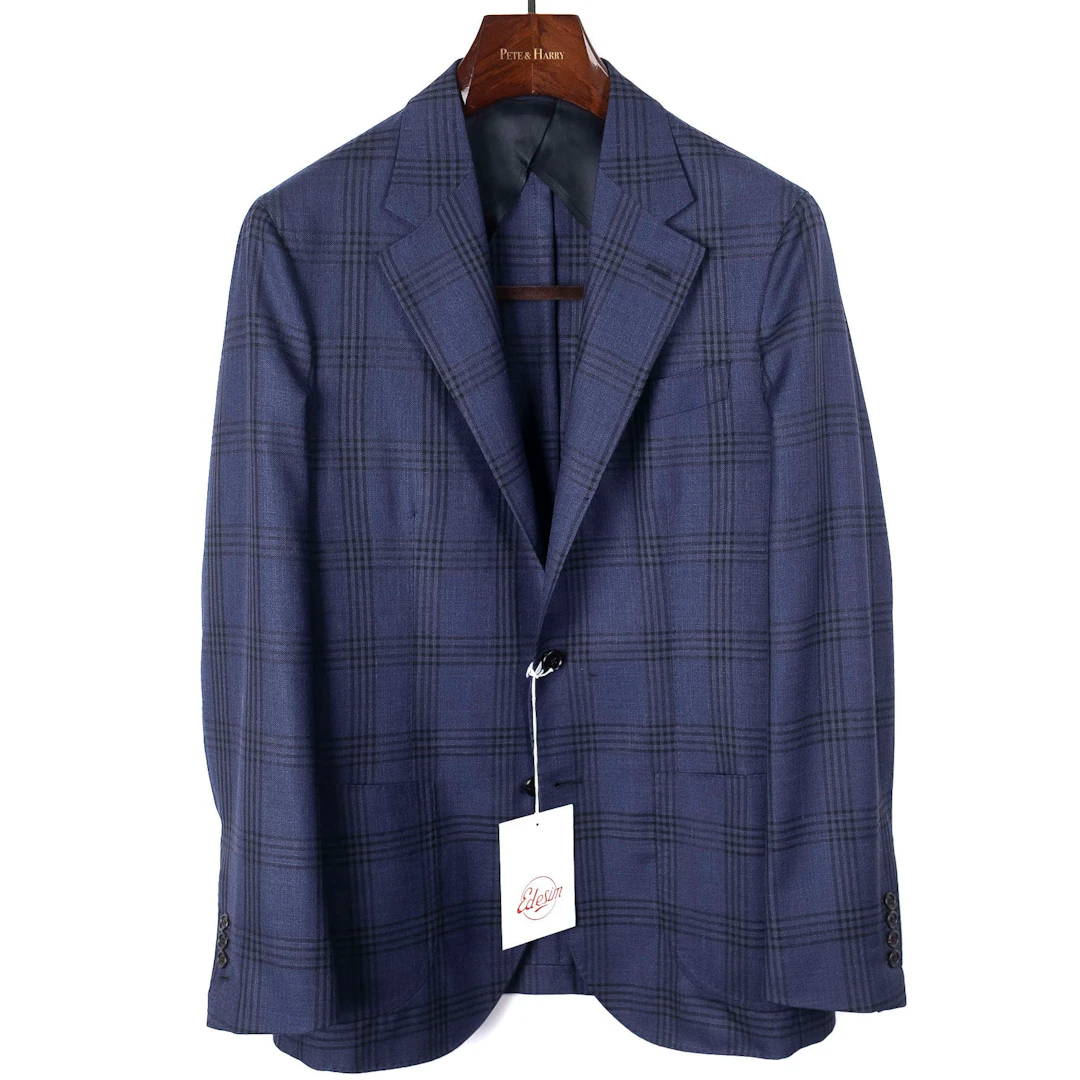 Neapolitan Hand Tailored Navy Checks Sport Coat Sz 50