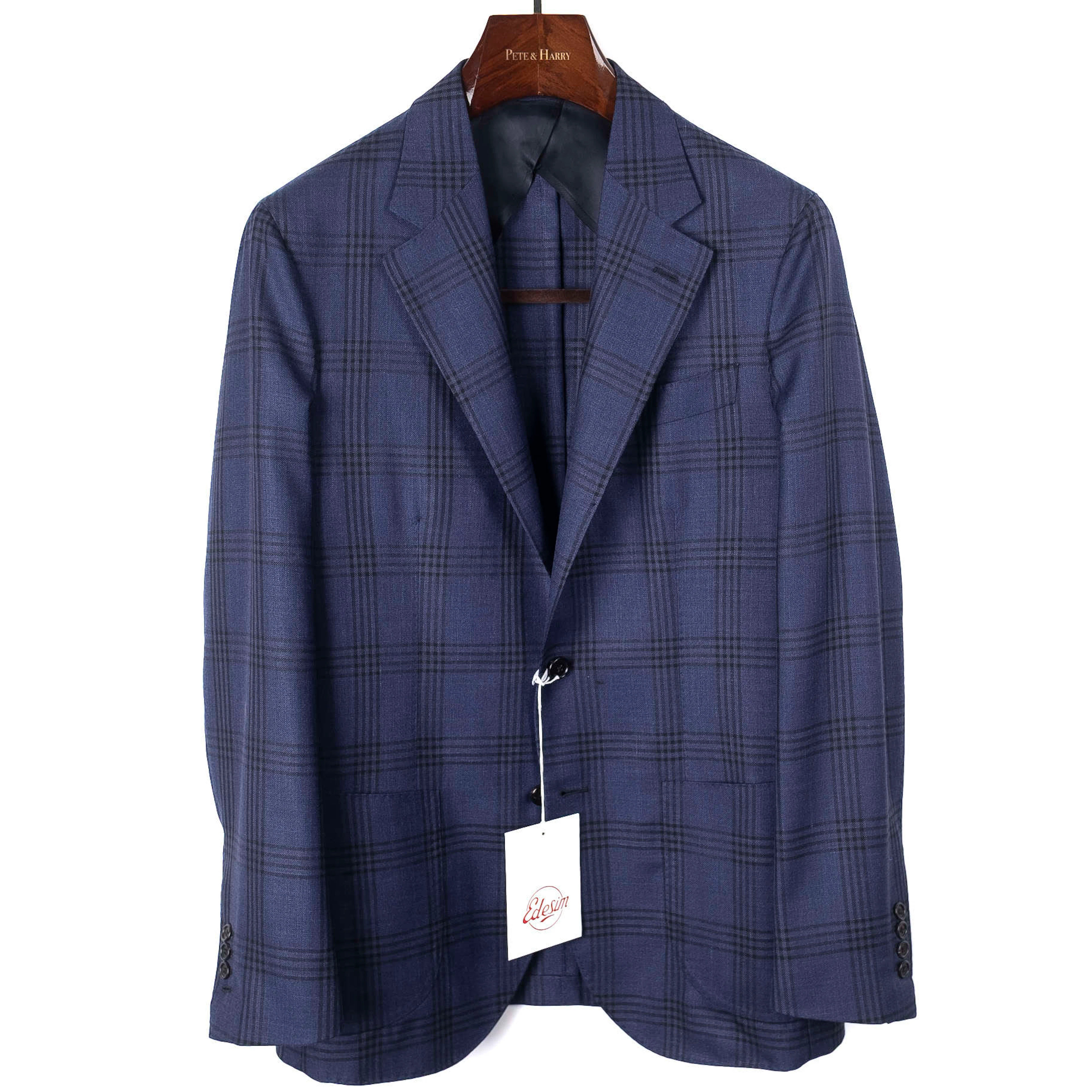 Neapolitan Hand Tailored Navy Checks Sport Coat Sz 50