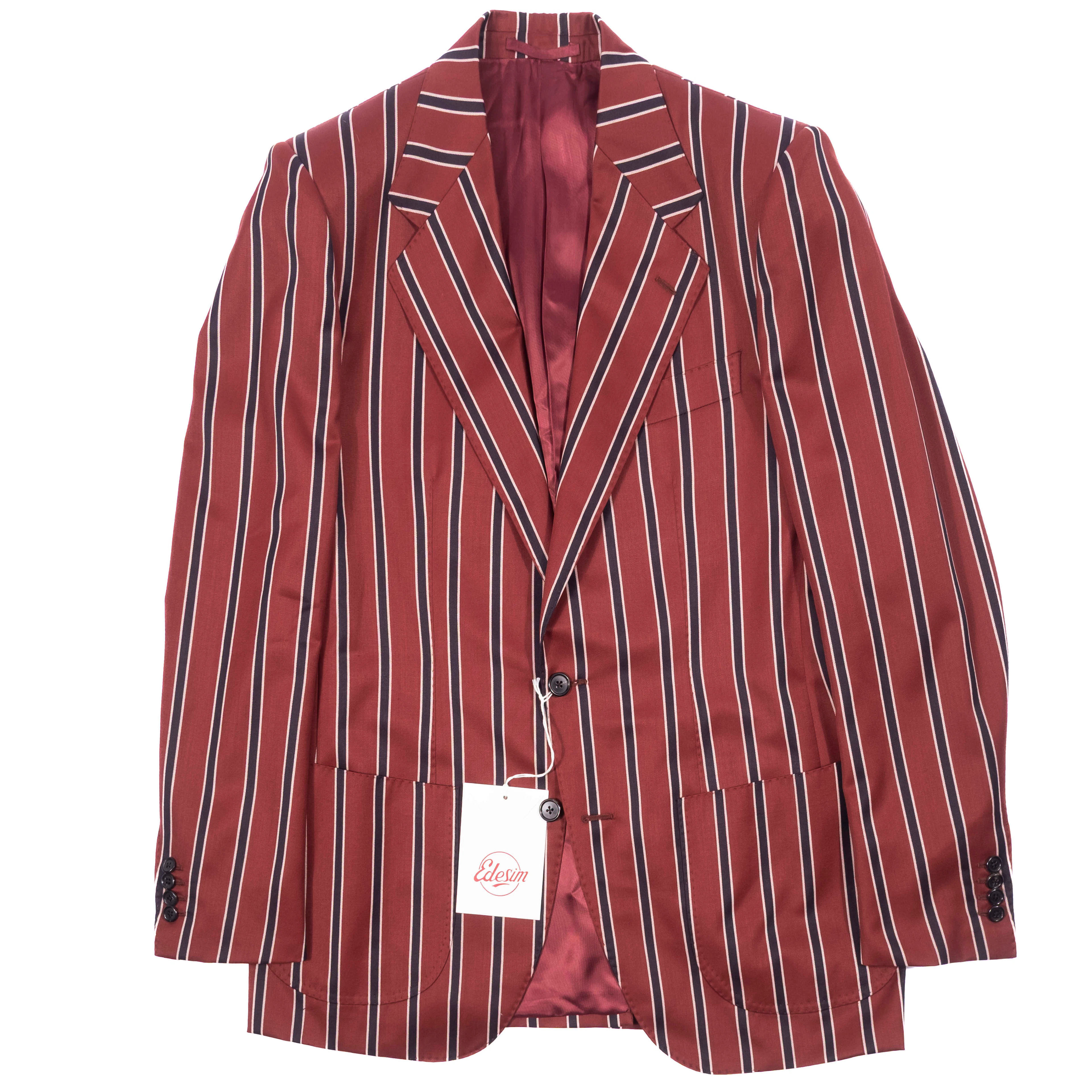 Neapolitan Hand Tailored Red, White and Navy Stripes Holland & Sherry