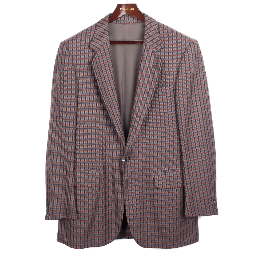 Navy and Red Patterned Cashmere Sport Coat
