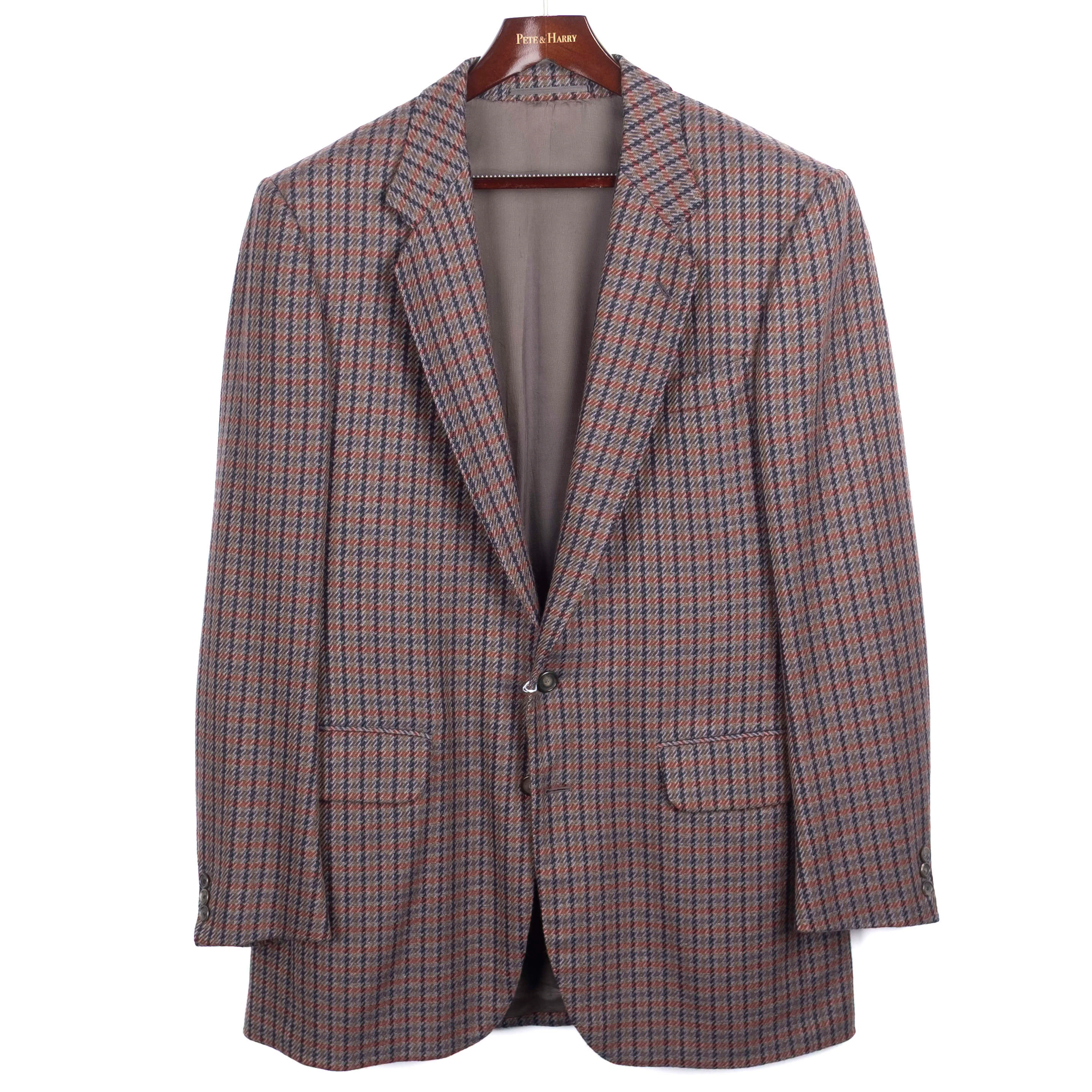 Navy and Red Patterned Cashmere Sport Coat