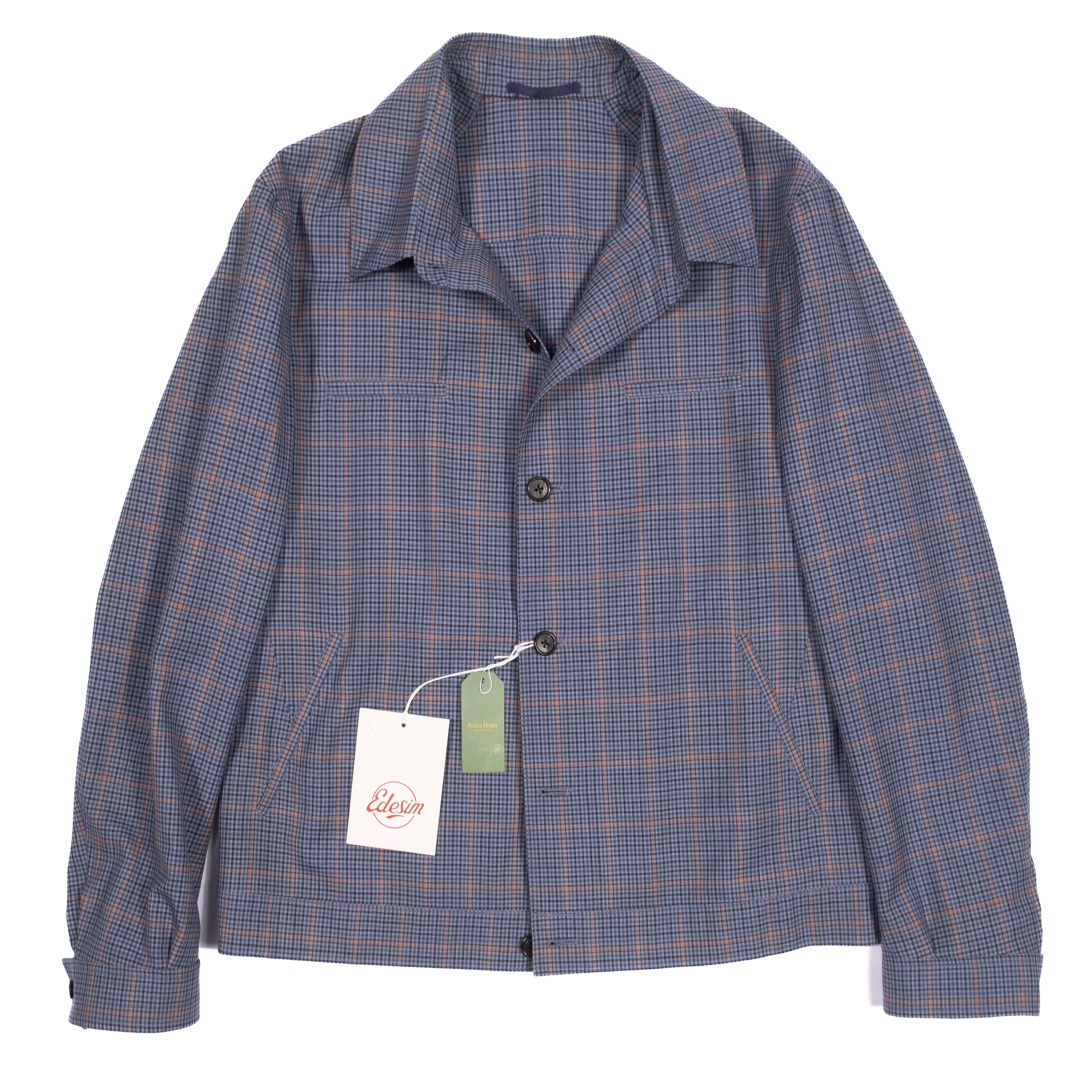Neapolitan Hand Tailored Blue Check Holland & Sherry Jacket Sz 50