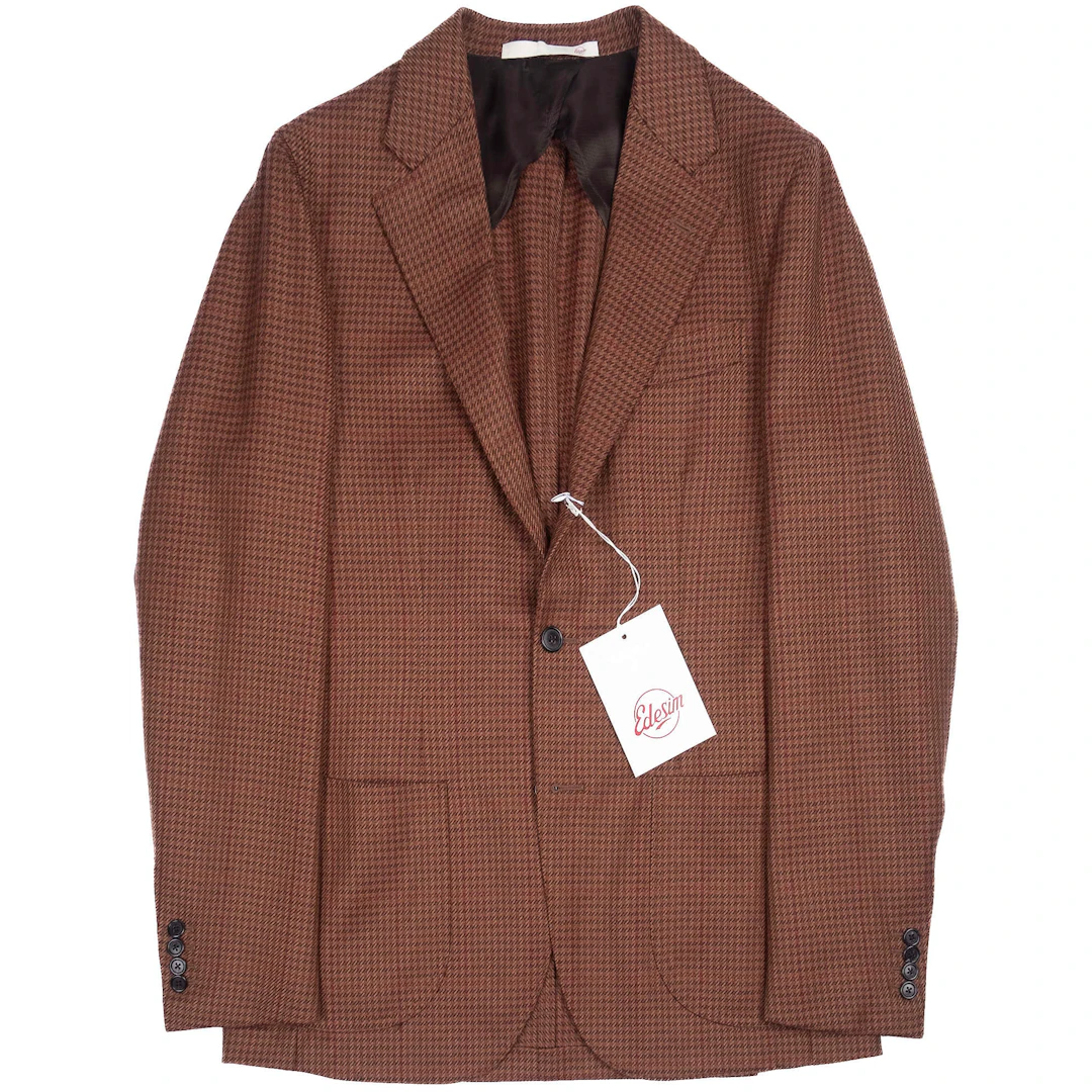Neapolitan Hand Tailored Brown Houndstooth Lafayette Saltiel Drapiers